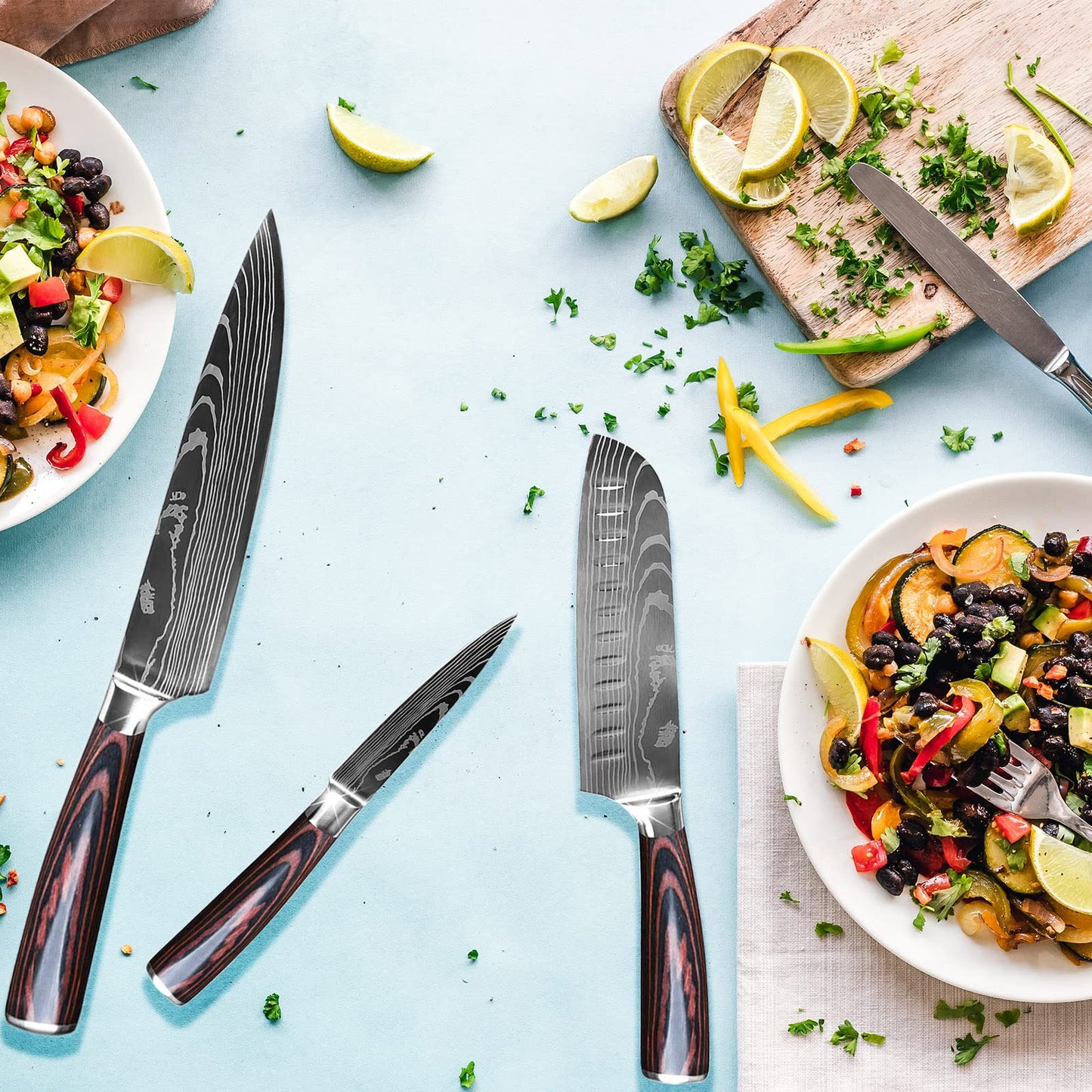 Gustrug Kitchen Knife Set 8-piece knife set made of high-quality stainless steel, ultra sharp knife set with ergonomic handle, gift box, perfect for home and restaurant cooking.