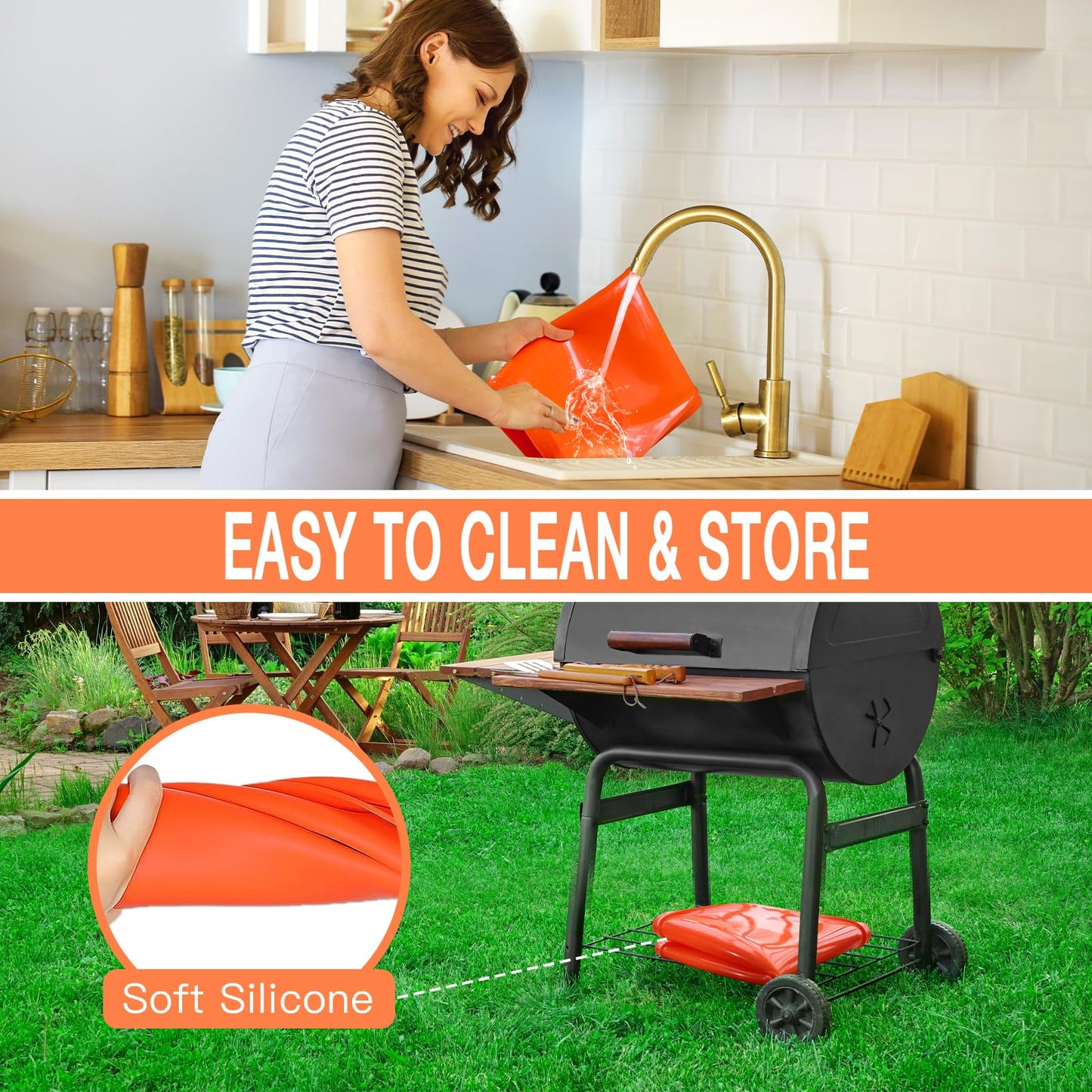 35.98 inch large grill mat for Blackstone griddle, silicone protective mat, durable, food-safe silicone grill cover for year-round cooking, protects grill from rodents, insects.