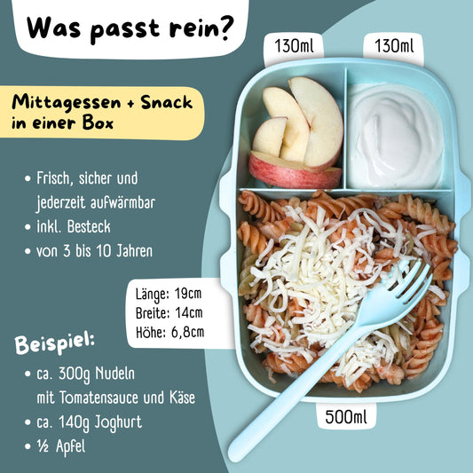 BEARFOOT lunch box for kids with compartments, BPA free, bento box, perfect for boys and girls, 100% leak-proof, ideal for school or daycare (BubbleTea-mint)