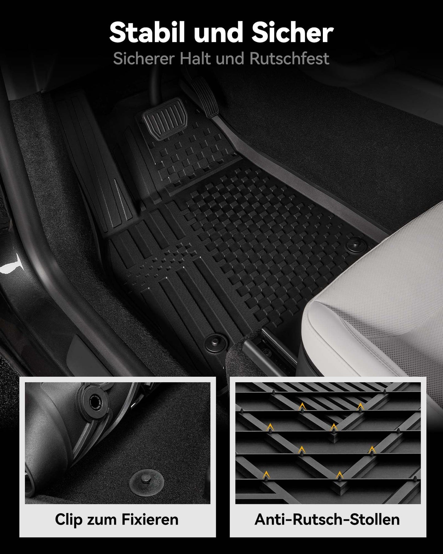 3W Tesla Model Y New 2025 2026 Juniper Floor Mats and Cargo Liner, TPE All-Weather Custom Fit Floor Mat 1-2 Rows and Cargo Mats Complete Set Tesla Model Y 2025 2026 Car Floor Mats Accessories