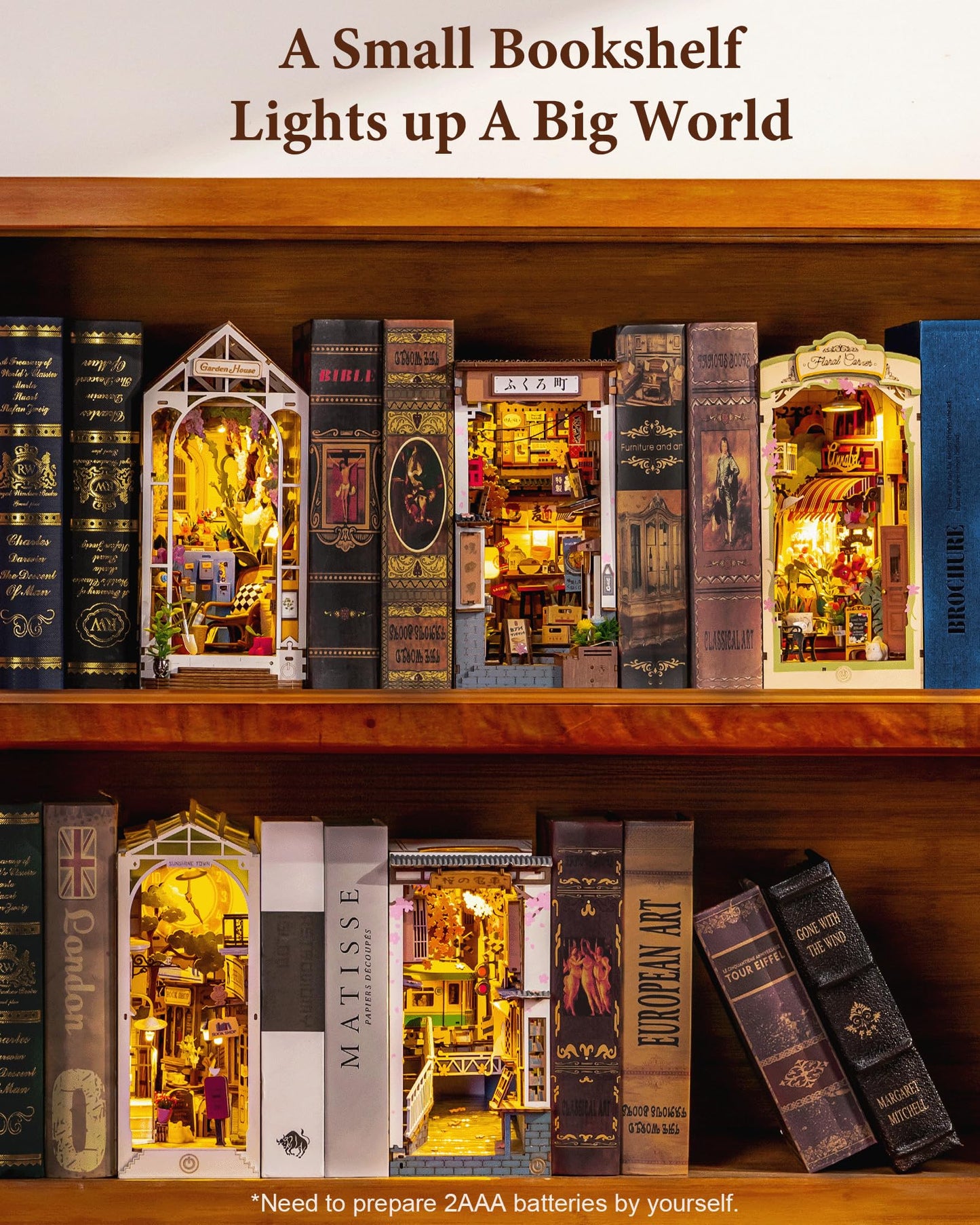 Rolife Book Nook Kit Sakura Vineyard Booknook Japanese Style Izakaya DIY Miniature House Kit for Adults to Build Christmas Birthday Gift Bookshelf Decoration Diorama Kit