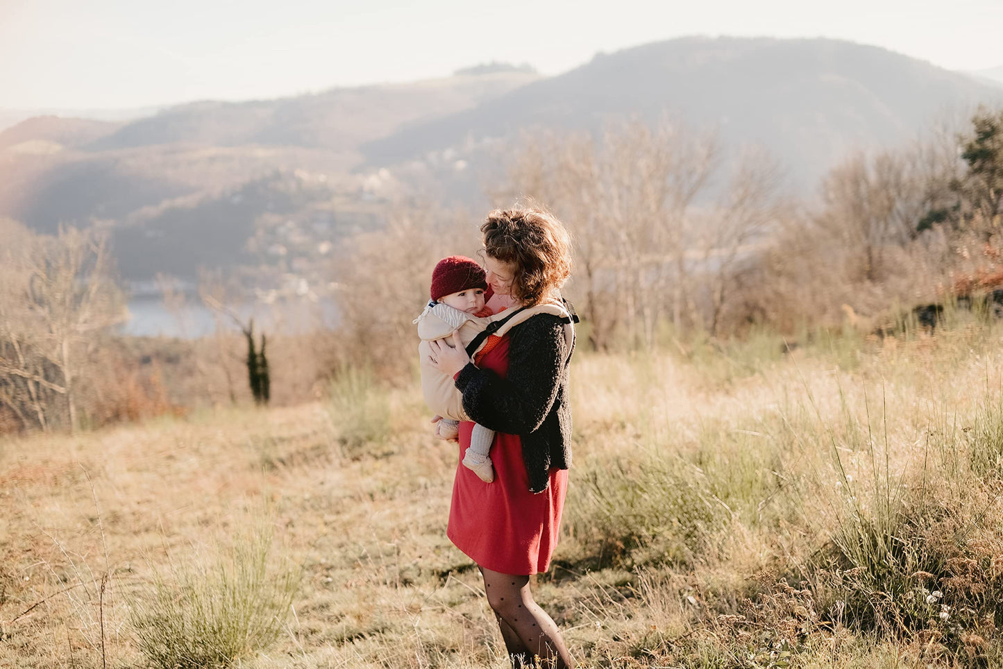 Néobulle - Baby carrier | evolutionary Néo V3 | adjustable with fabric for up to 24 months | 100% cotton with soft straps and Galet Physiological Belt | Color Savane