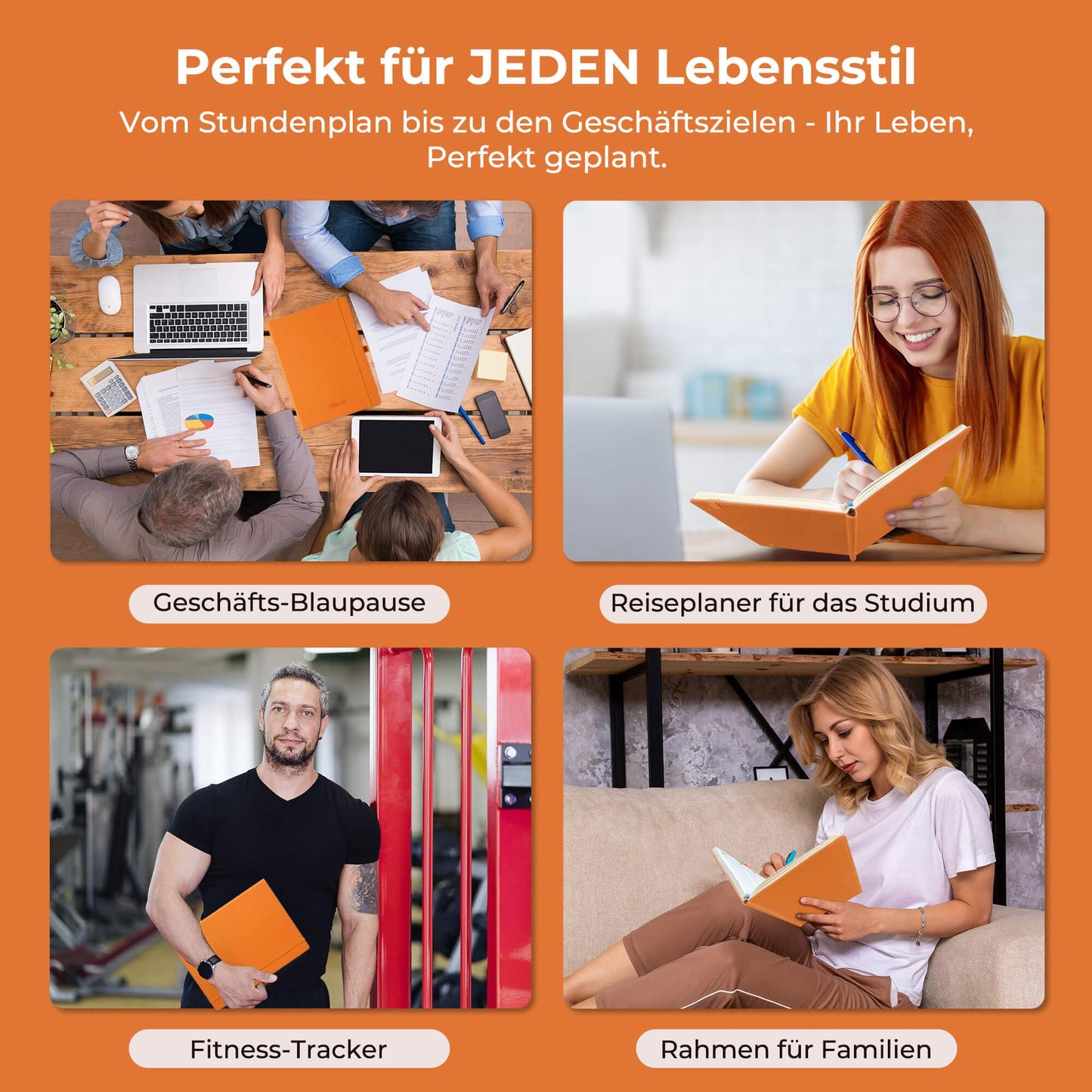 IN-LUXPRO Calendar 2025 2026 Weekly Planner, 18-Month Book Calendar (Jul.2025-Dec.2026) Monthly Calendar with Expense & Note Pages A4 (29 x 21.7 cm), with Vegan Leather & Note Pages, Orange Color.