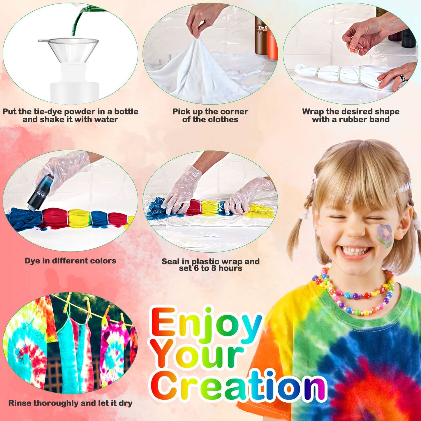 Batik kit, set of batik dyes, 36 colors for dyeing fabric and clothing, creative crafting Tie Dye Kit, games and activities, ideal art and craft set for children and adults (216 pieces)