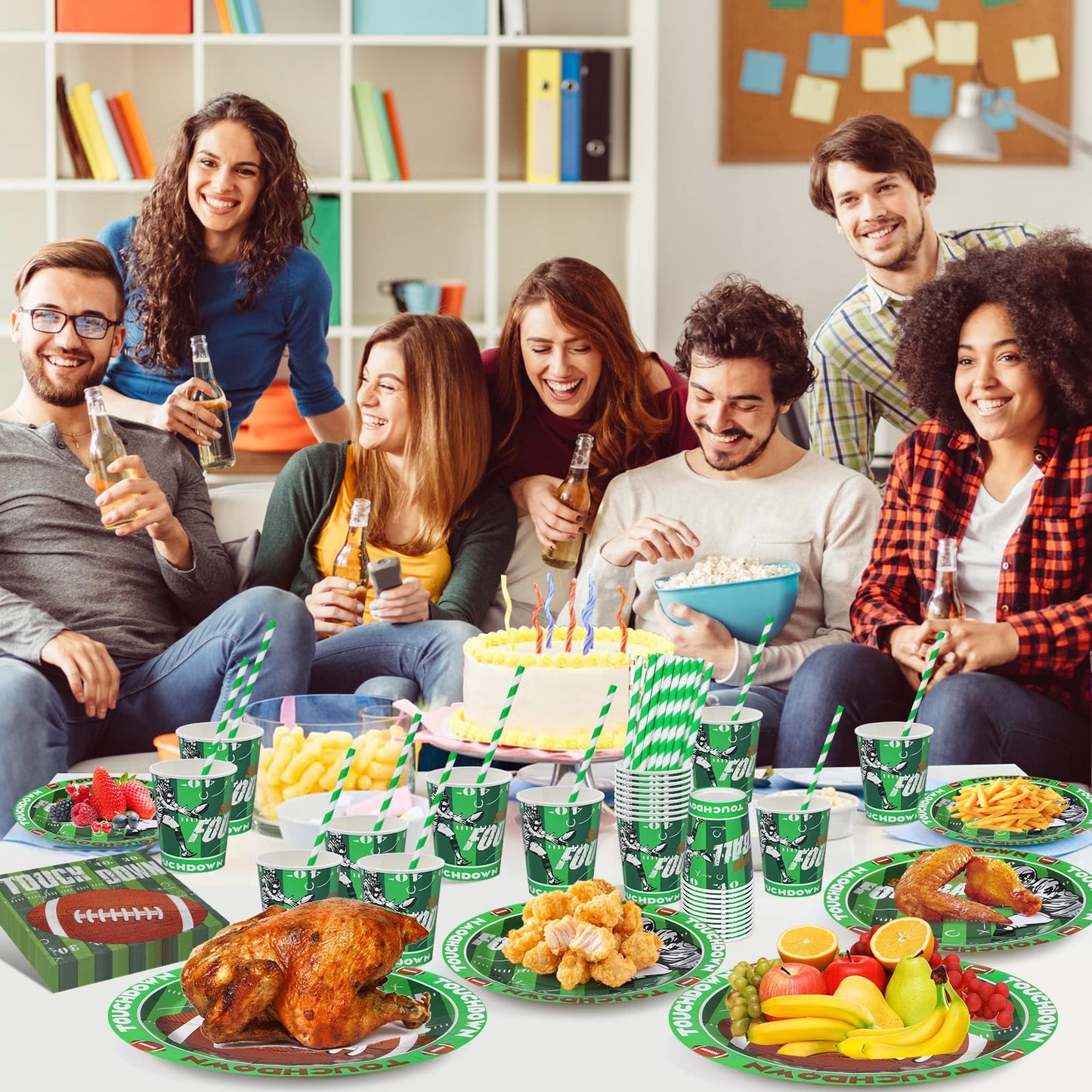 DANXIAN American Football Party Tableware Set, Super Bowl Decor 2025 - XXL set for Superbowl Party, Football-themed Birthday Decor Set for Boys and Girls' Birthday parties, 20 guests.