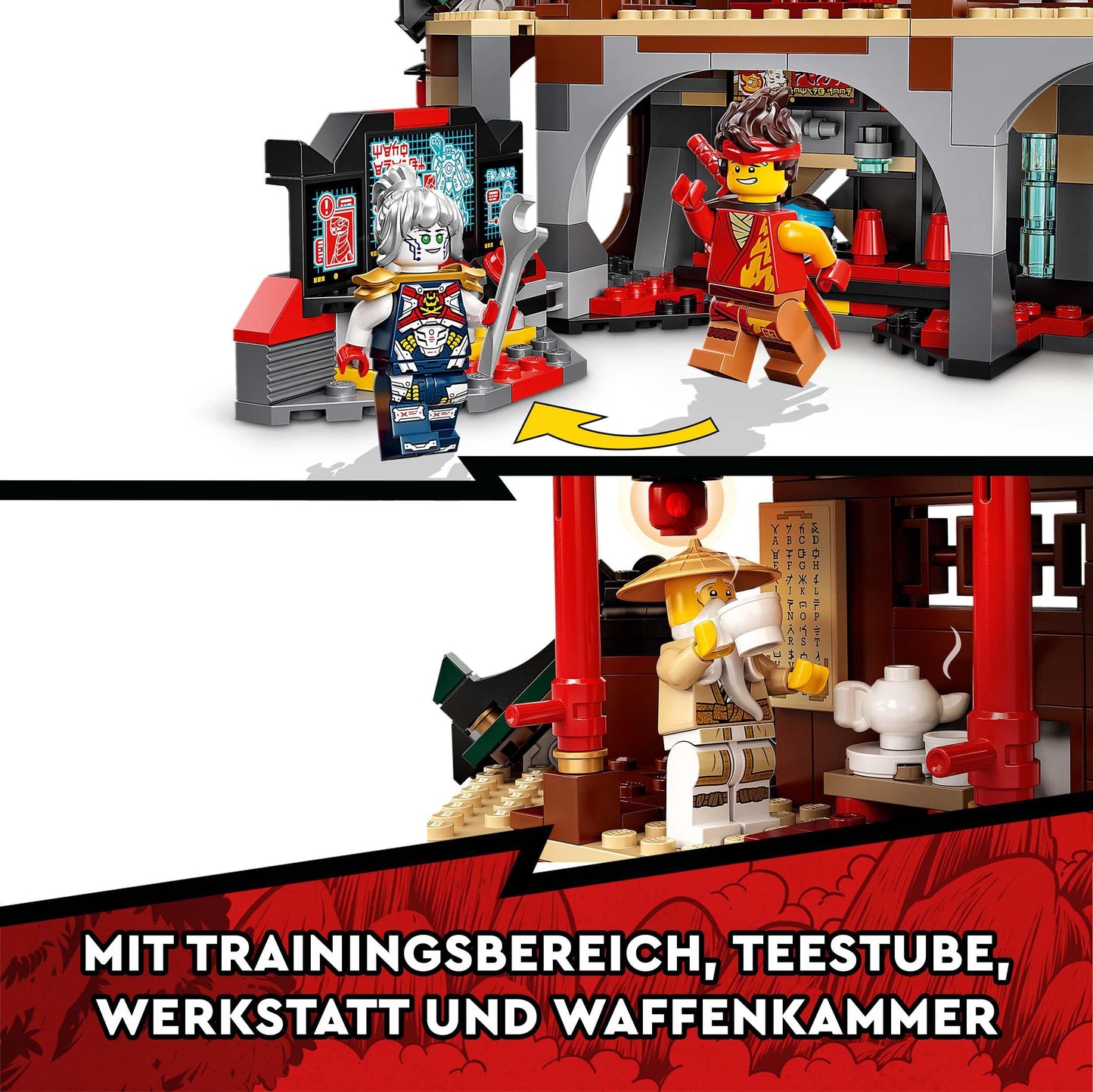LEGO 71767 NINJAGO Ninja Dojo Temple from Masters of Spinjitzu, building set with 5 rooms, includes 8 minifigures like Lloyd, Kai, and snake action figures, ninja toy for kids 8+.