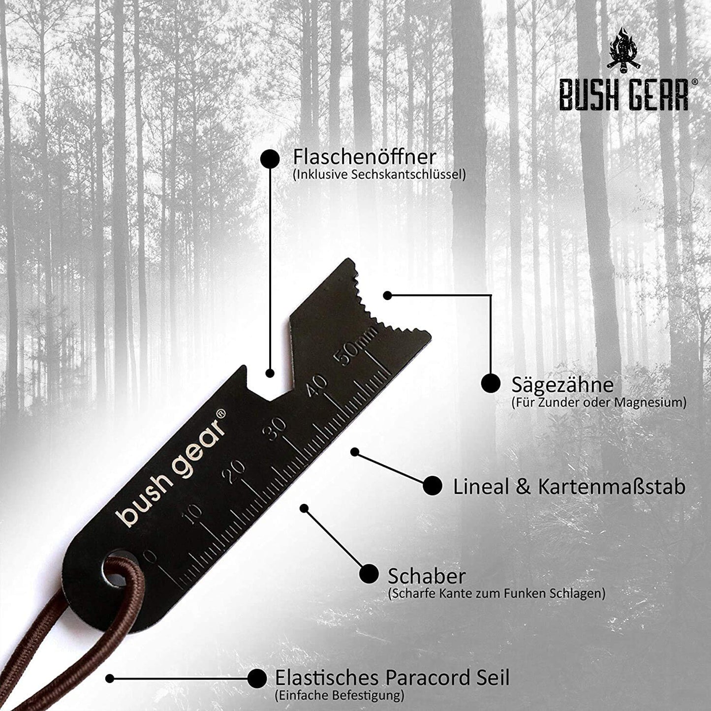 Bush Gear Fire Steel Outdoor XXL - Extreme spark emission - Magnesium fire starter set - Up to 20,000x ignite, flint kit for survival, home, camping, and bushcraft adventures.
