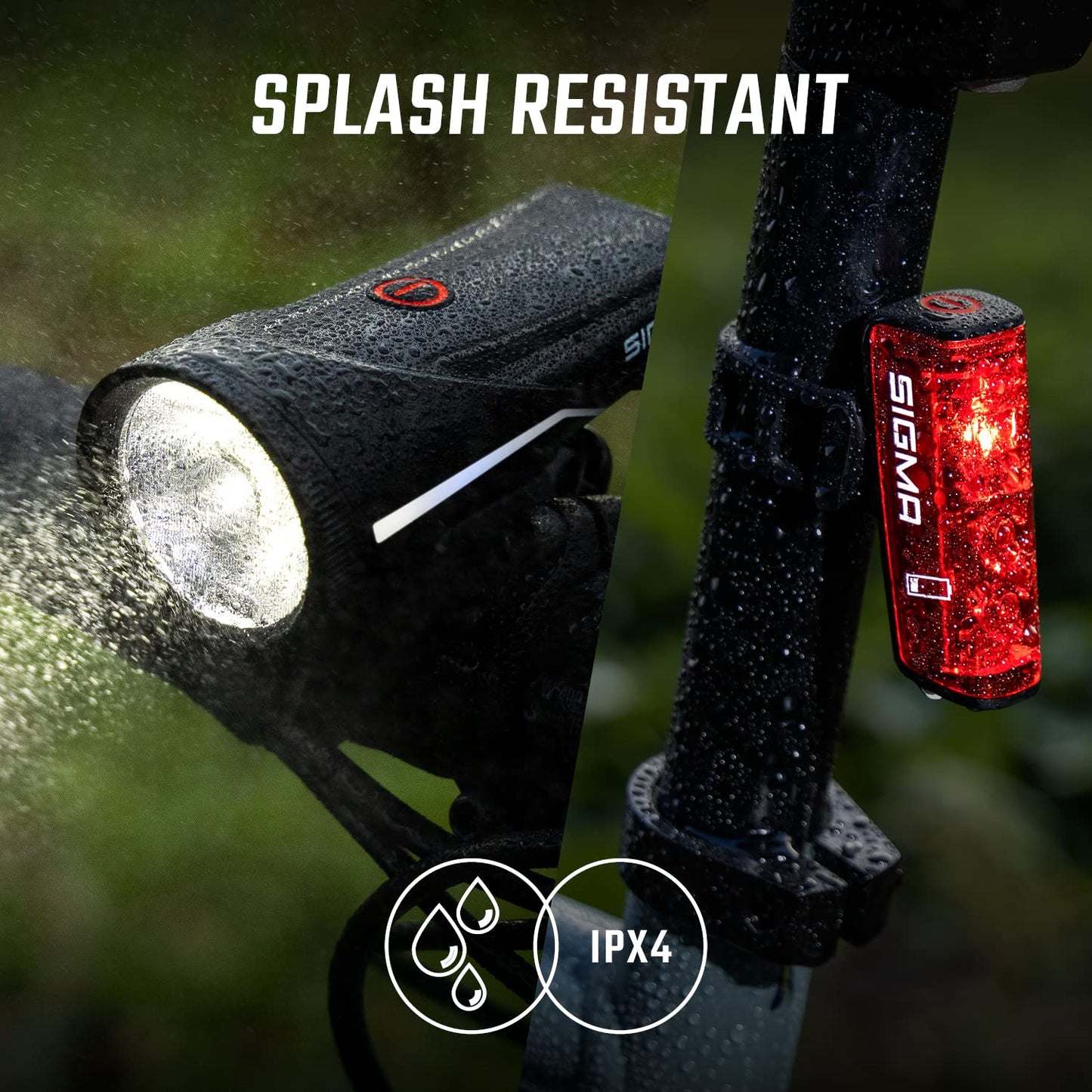 SIGMA bike light set Aura 100/Blaze Link (silicone holder) | Innovative coupling function & automatic light adjustment | LED bike light front with 100 lux | Rear light with brake light function