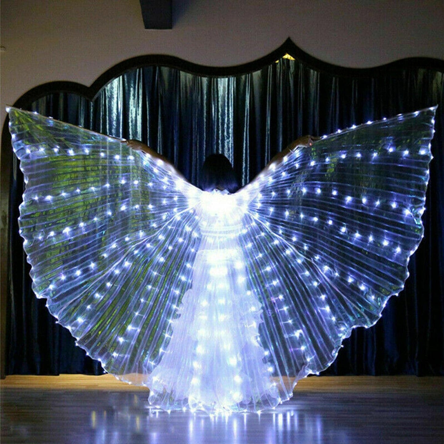 LED Angel Wings with LED Angel Wings, 360 Degree LED Swivel, Complete Swivel, LED Wings for Carnival, Halloween, Christmas (white)