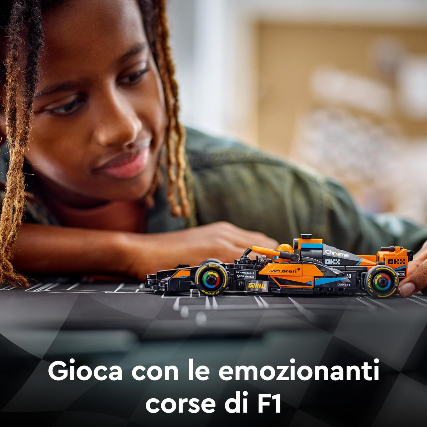 LEGO Speed Champions McLaren Formula 1 race car 2023 & Speed Champions Ford Mustang Dark Horse sports car, car toy with minifigure for building.