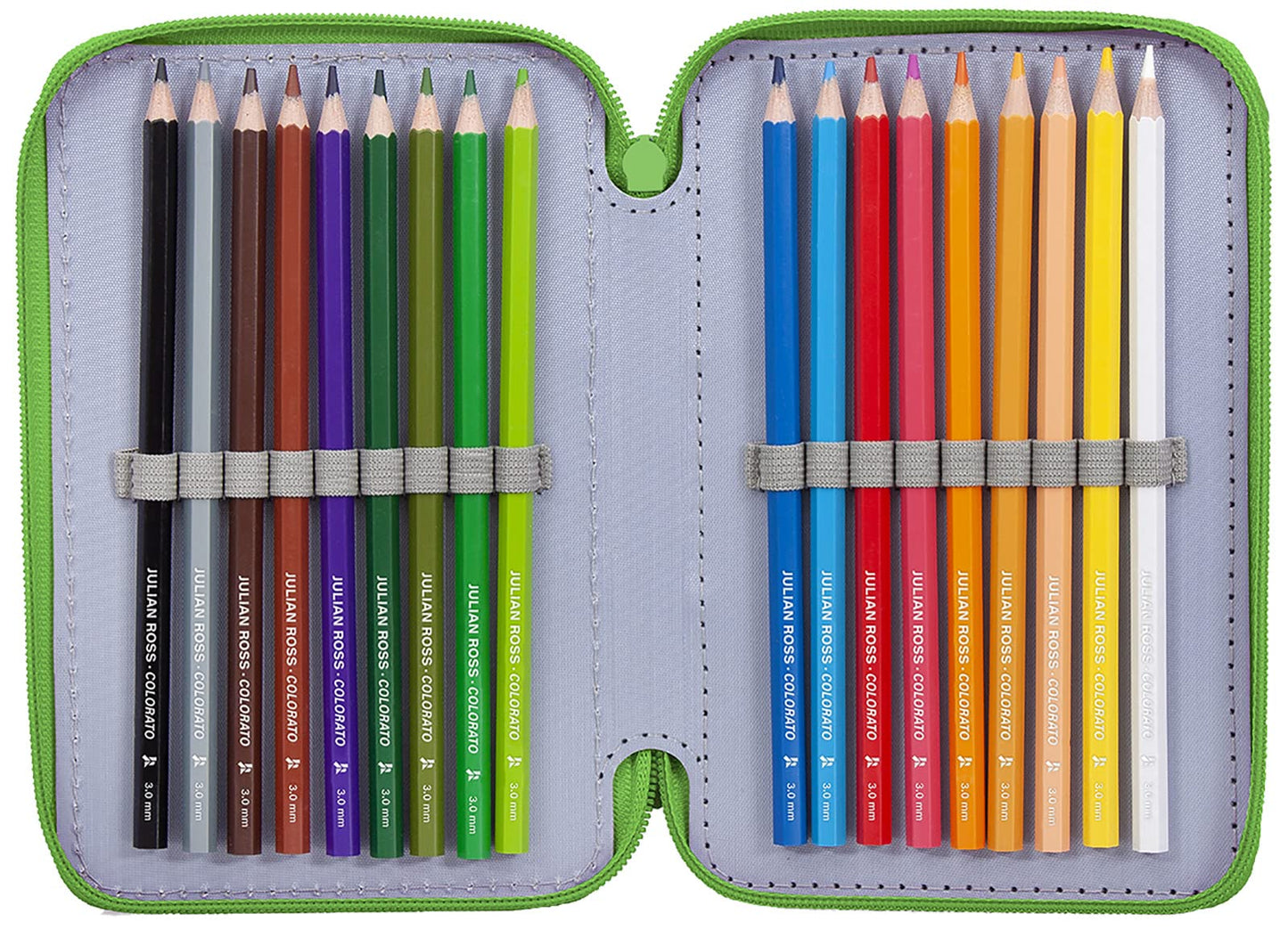 Clondo 3-compartment pencil case for Avengers Hulk fans - 44 pieces, fully filled - with scissors, ruler, colored pencils - Green - perfect for school & as a gift.
