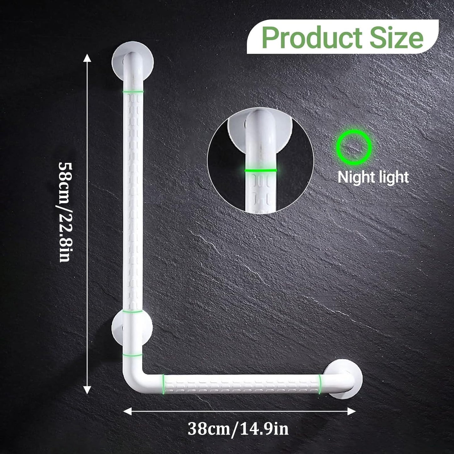 Shower Grab Bar, 60*40cm Safety Handle for Seniors, L-shaped Bathroom Safety Bar for Bathtub Wall Mount Grab Bar for Bathroom Toilet Stair Handrail
