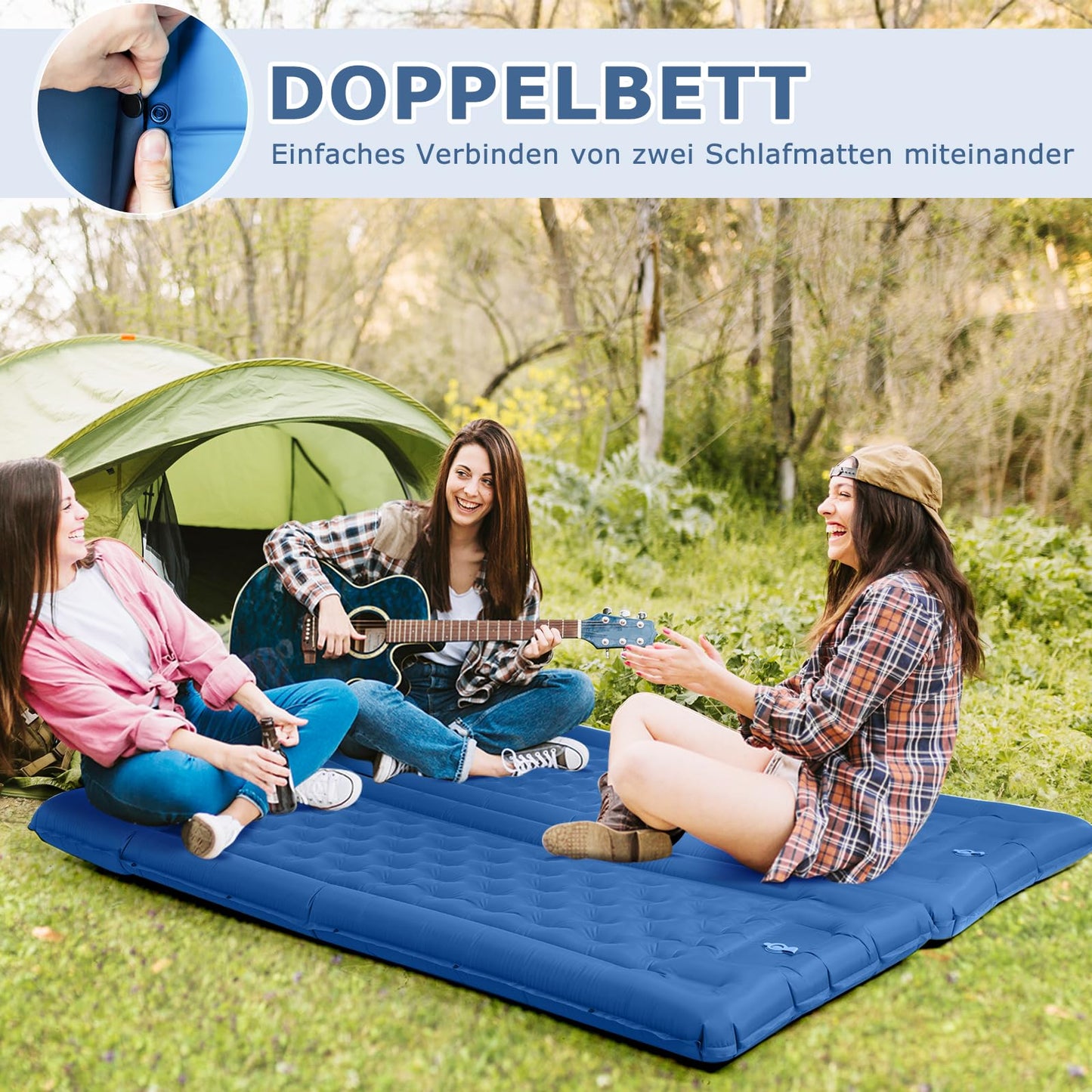 Haksimey Self-Inflating Camping Air Mattress, 12cm Thick Inflatable Camping Mat, 72 * 200cm Air Mattress with Pillow and Foot Pump, Sleeping Pad for Hiking, Beach, Outdoor, and Tent.