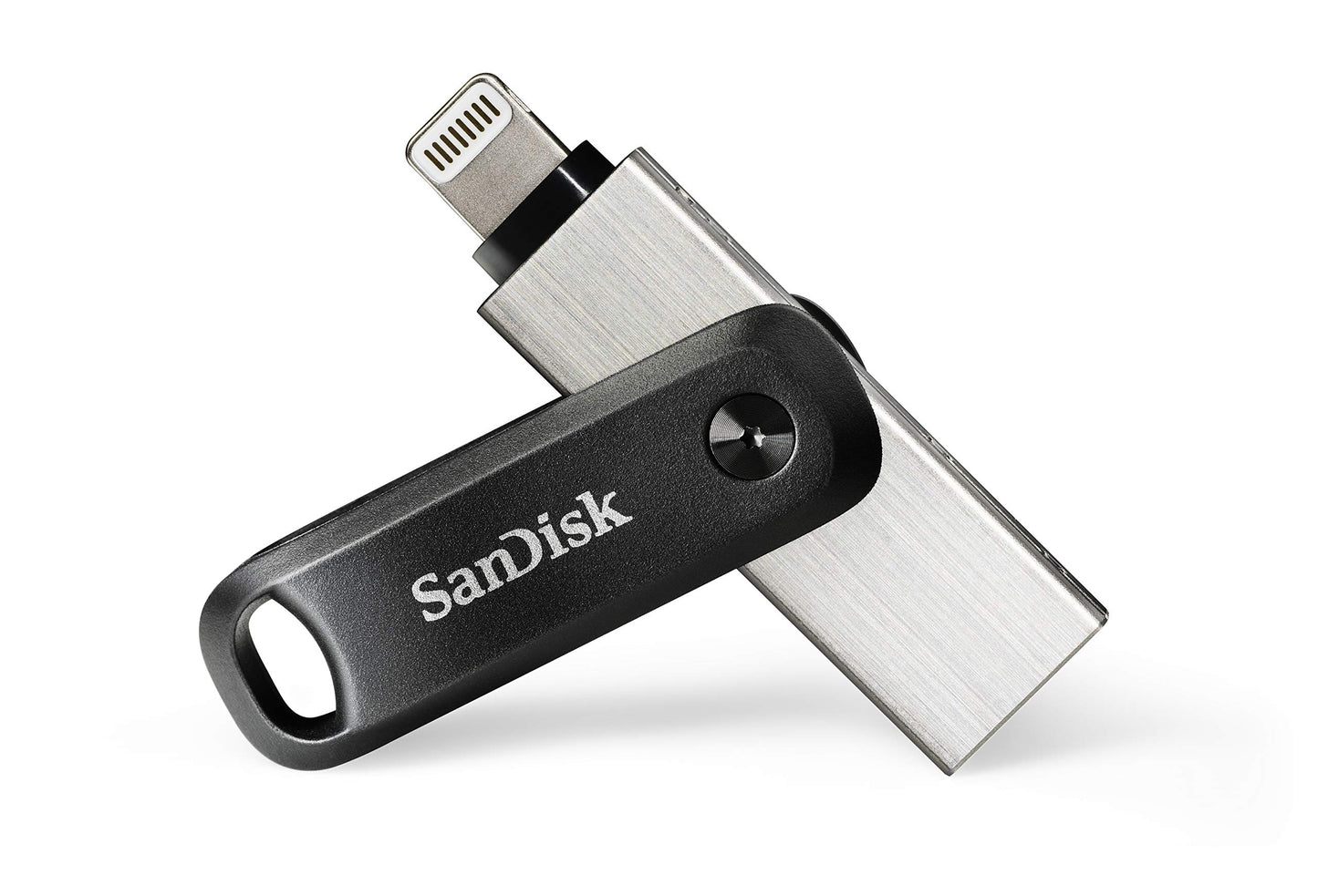 SanDisk iXpand Go Flash Drive iPhone Storage 128GB (iPad compatible, auto backup, keychain design, USB 3.0, iXpand App), Black
