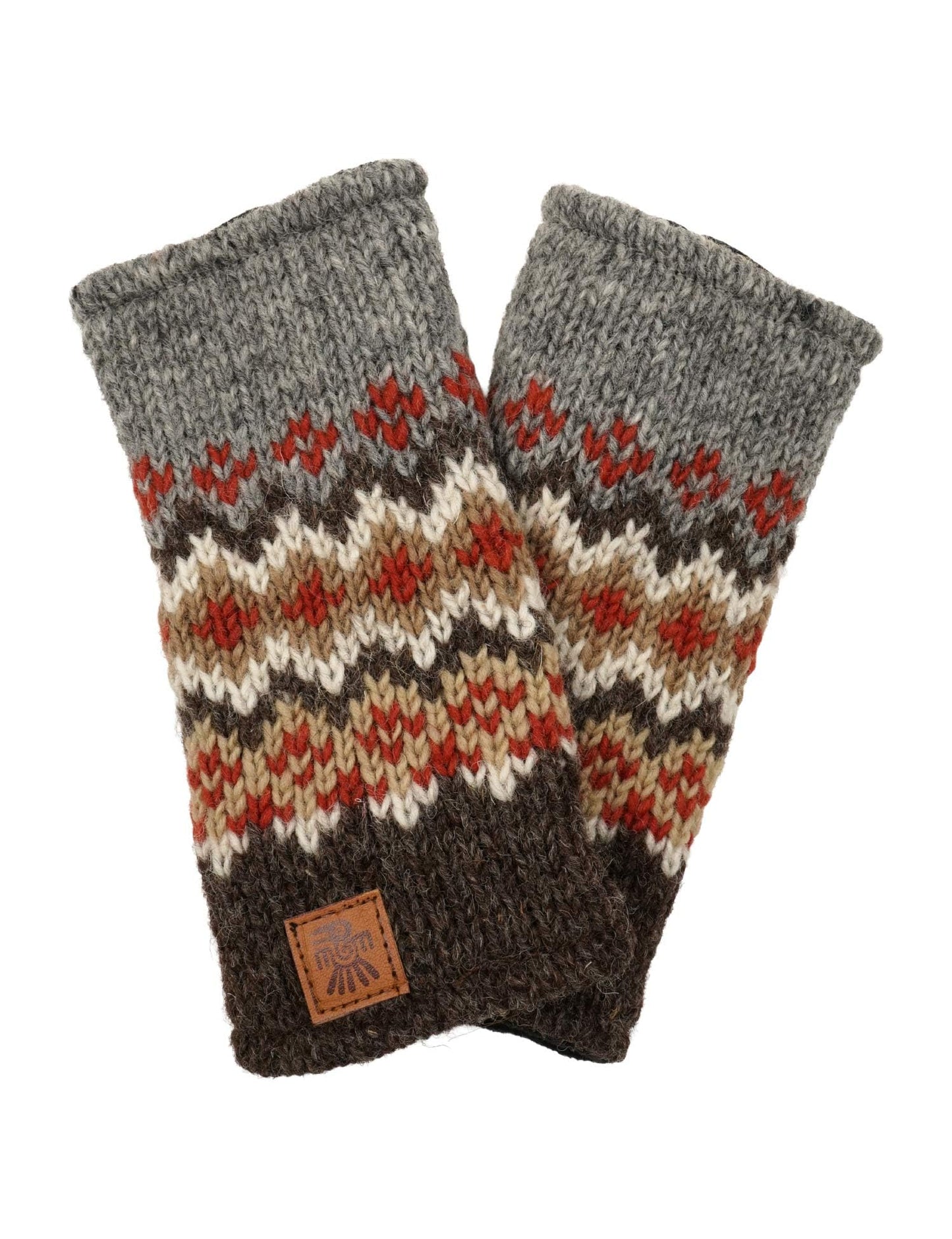 Pachamama Women's Wool Handwarmers Handwarmers Fleece lined Handknitted Fair Isle Multicoloured One Size Handmade Extra Warm Fair Trade