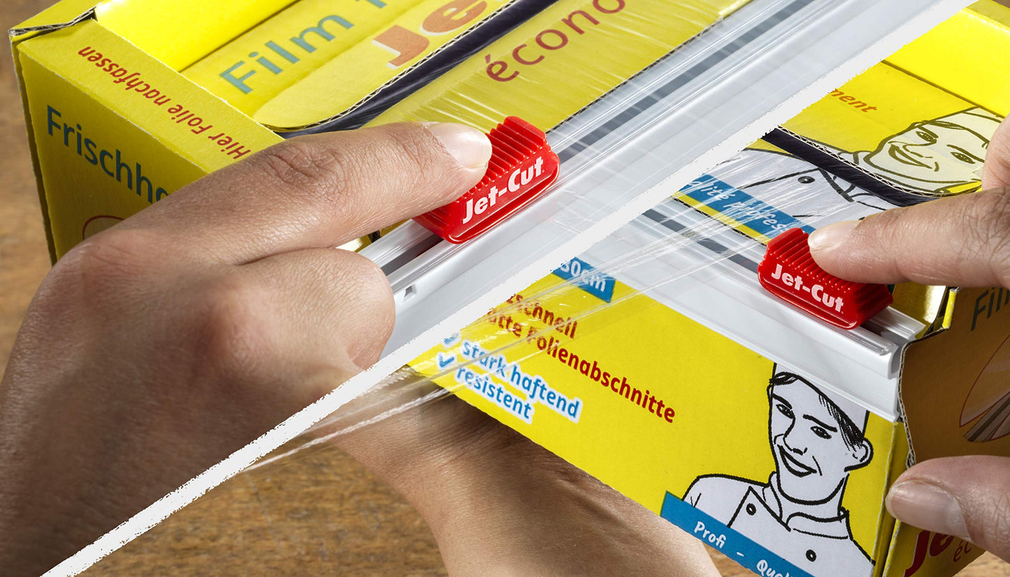Jet-Cut cling film for cutting, gastronomy 45cm x 300m - extra wide, PVC transparent, 1 piece