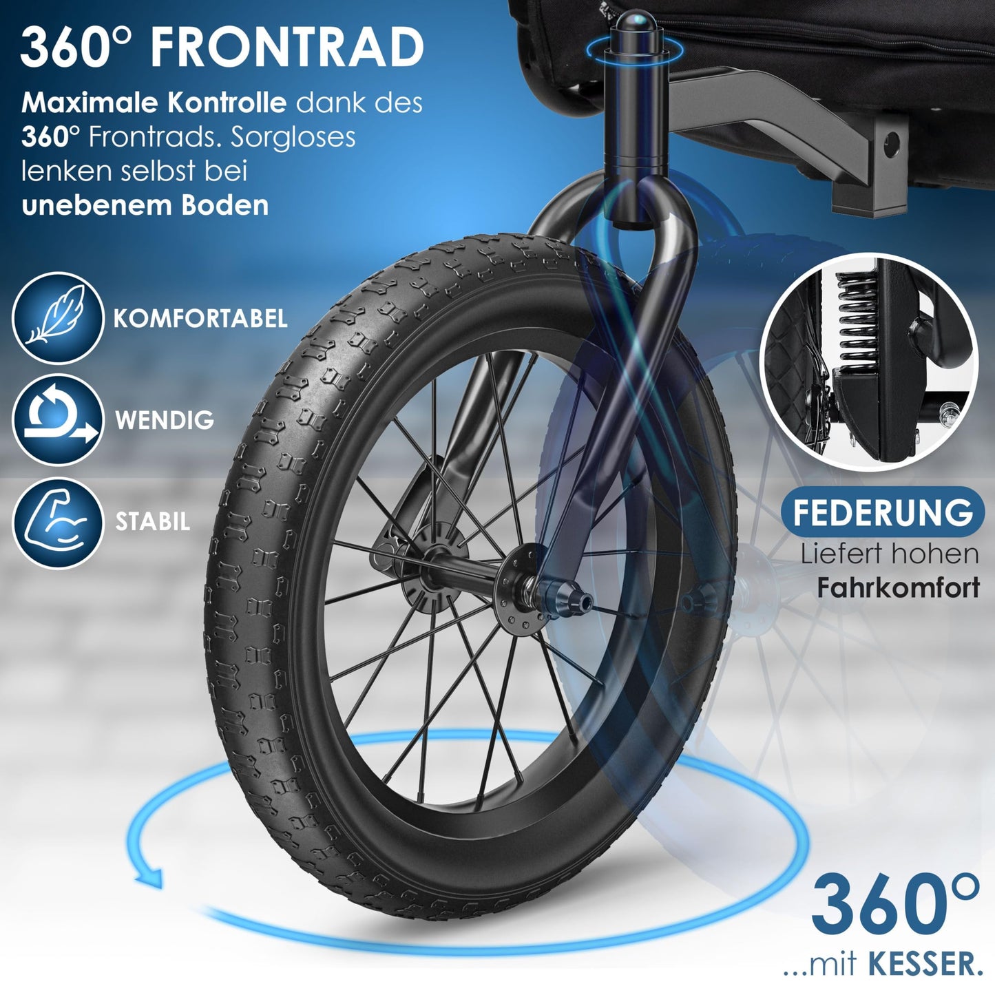 KESSER® Dog Trailer Boxer 3-in-1 Dog Stroller & Jogger Bicycle Trailer large approx. 240 liters volume, sprung, Material: 600D Oxford Canvas, SmartSpace Concept, maximum load capacity: 40 kg