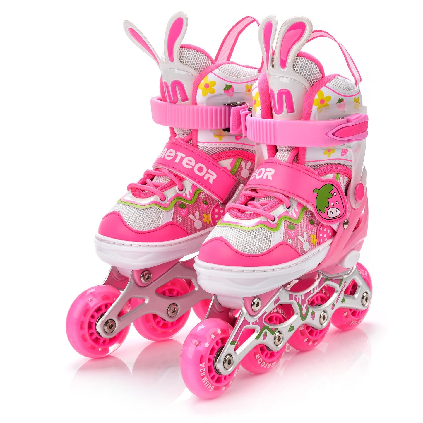 meteor® Inline Skates 4in1 Kids Inliner Roller Skates Roller Blades Quad Skates Carbon Kids Inline Skates Adjustable Shoe Big Wheels