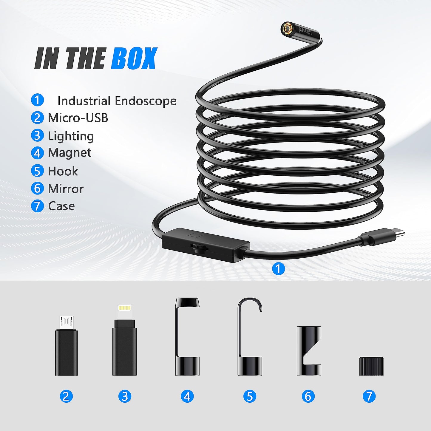 Pancellent Endoscope 1920P HD Snake Inspection Camera, Type C Endoscope, Scope Camera with 8 LED Lights for Android and iOS smartphones, iPhone, iPad, Samsung (5M)