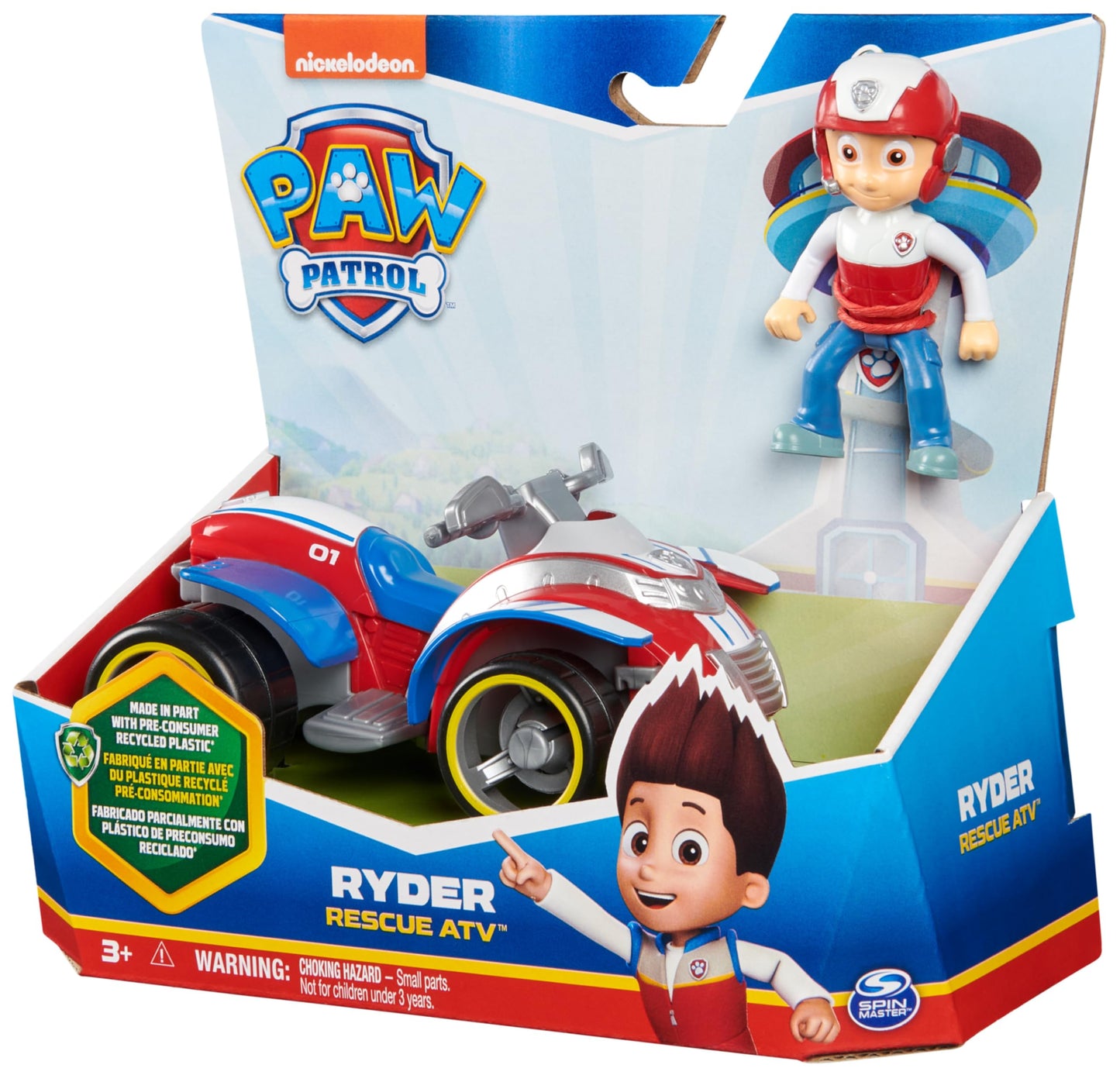 PAW PATROL, Rescue Quad with Ryder Figure (Sustainable Basic Vehicle), Toy for Kids Ages 3+