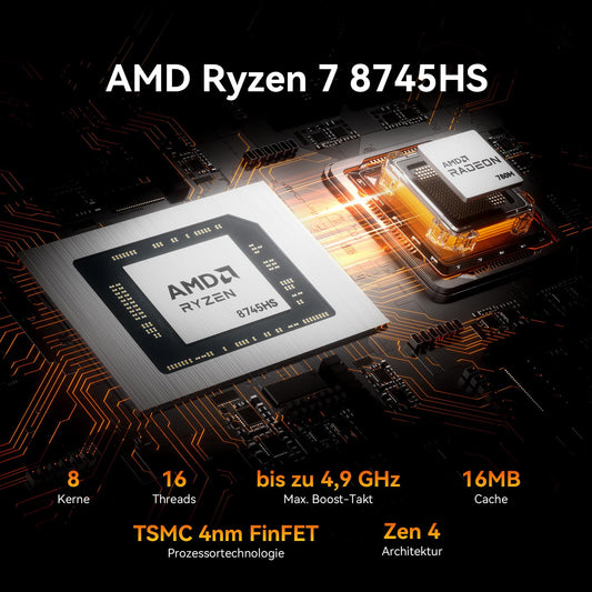 GEEKOM Mini PC A8 Max with AMD Ryzen 7 8745HS, 2.5Gbps Dual LAN Port, 3-year warranty, 32GB DDR5 1TB SSD, Mini Computer W-11 Pro | 8 USB | 8K Quad-Display, for Gaming/Creativity/Office.