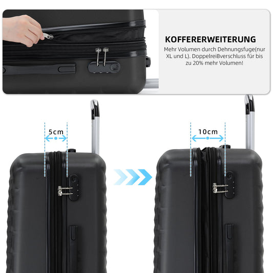 BEIBYE trolley suitcase travel suitcase luggage set set of 4 twin wheels hard shell (black)