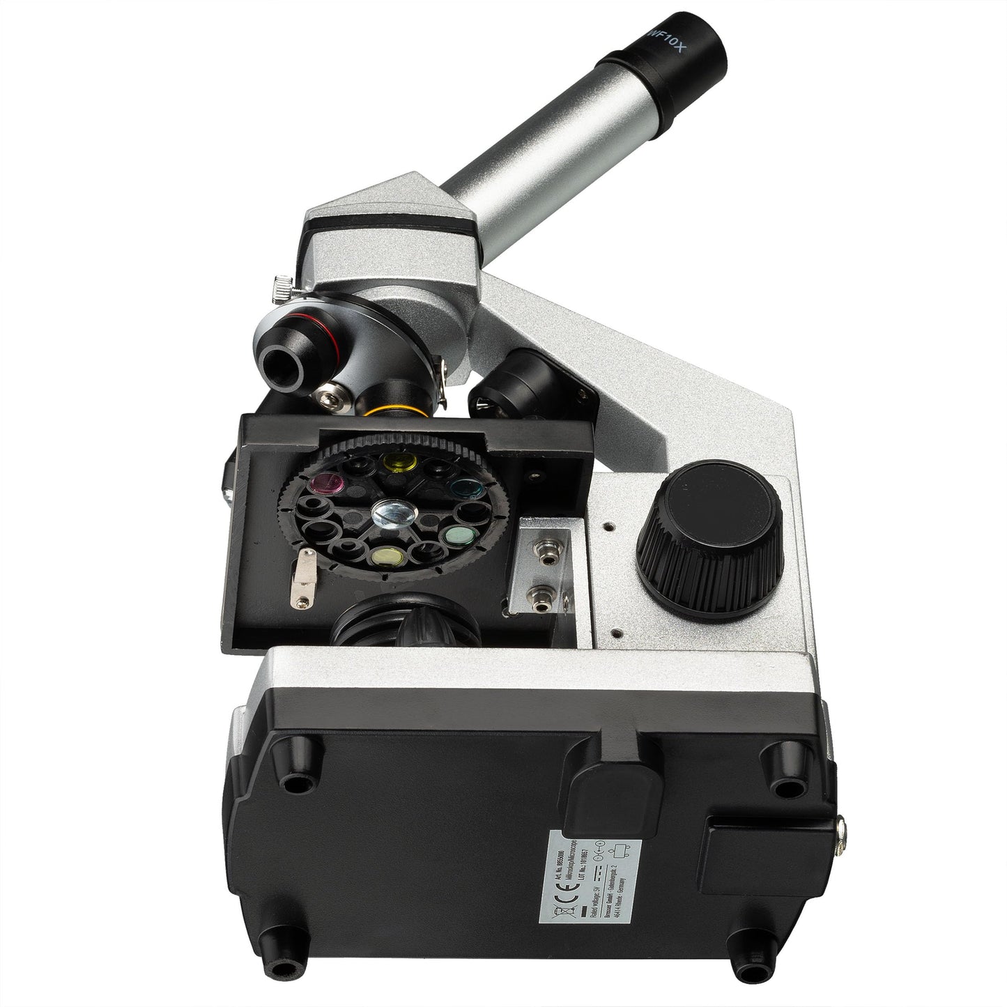 Bresser Junior Microscope Set 40x-1024x with USB camera and bright LED illumination for transmitted light observations, includes comprehensive accessory package and sturdy hard-shell case.