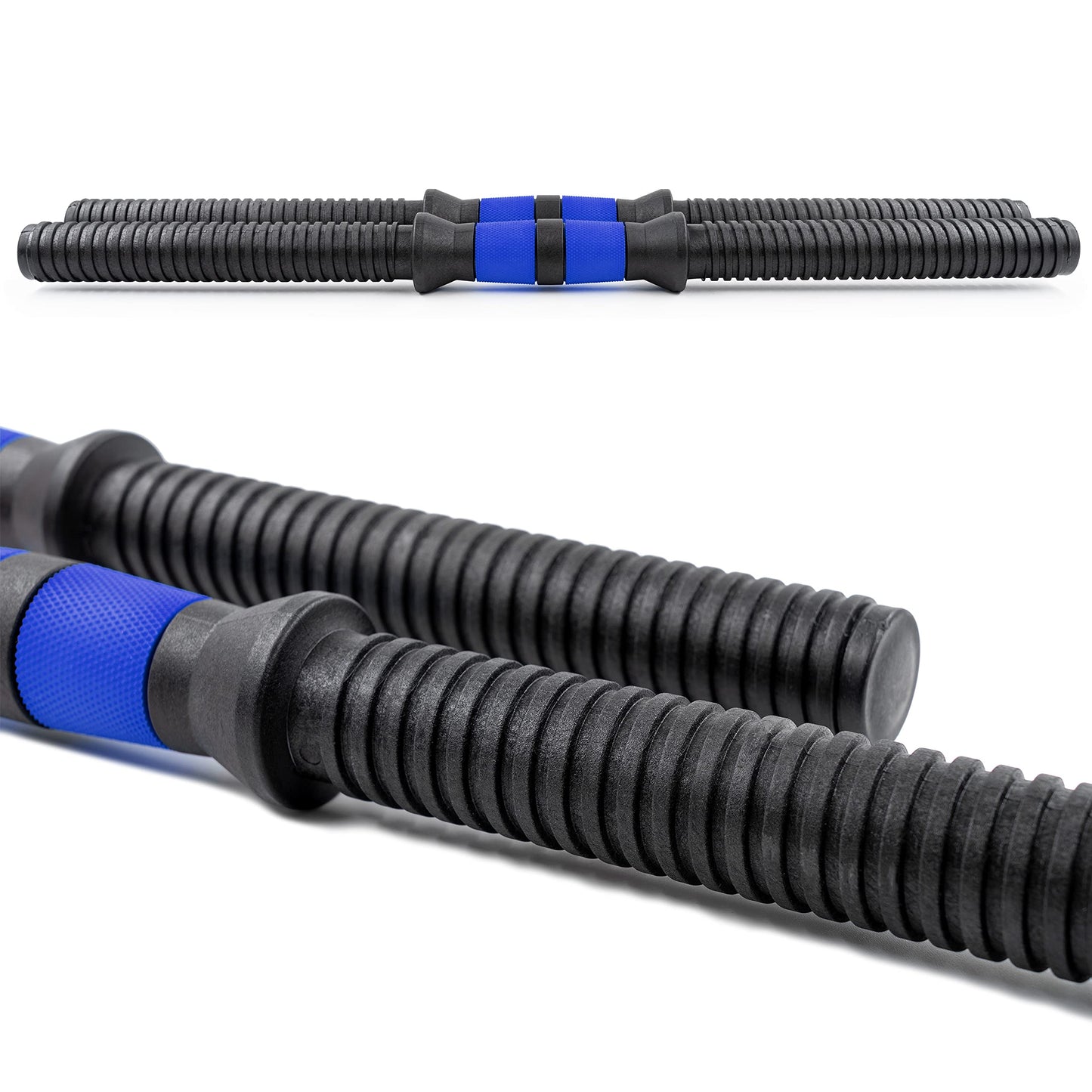 C.P. Sports 2in1 dumbbell & barbell set 30kg / 40kg | Weight plates - Weights - Barbell bars | Adjustable dumbbells - Barbell set for strength training, fitness, home gym (blue-black - 40kg set)