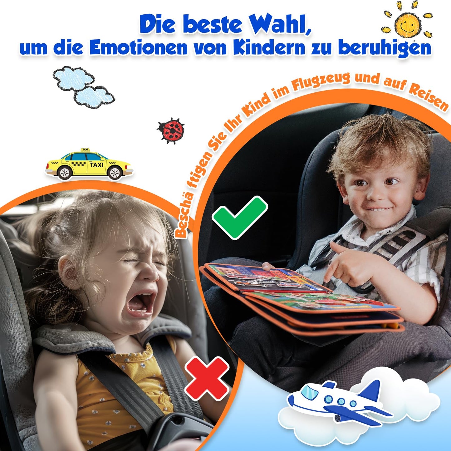 ZOOI Busy Board Montessori toy from 1 year, Busy Book Quiet Book Kids toy from 1 2 3 4 years, Baby gift toy from 2 3 4 years, Children's Advent calendar filling