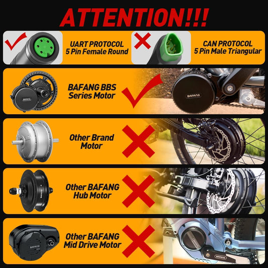 BAFANG 3.5in eBike Display DPC18 for BBS01B BBS02B BBS-HD Mid Motor with 0-9 Pedal Assist Levels. eBike computer display with automatic backlight and UART protocol.