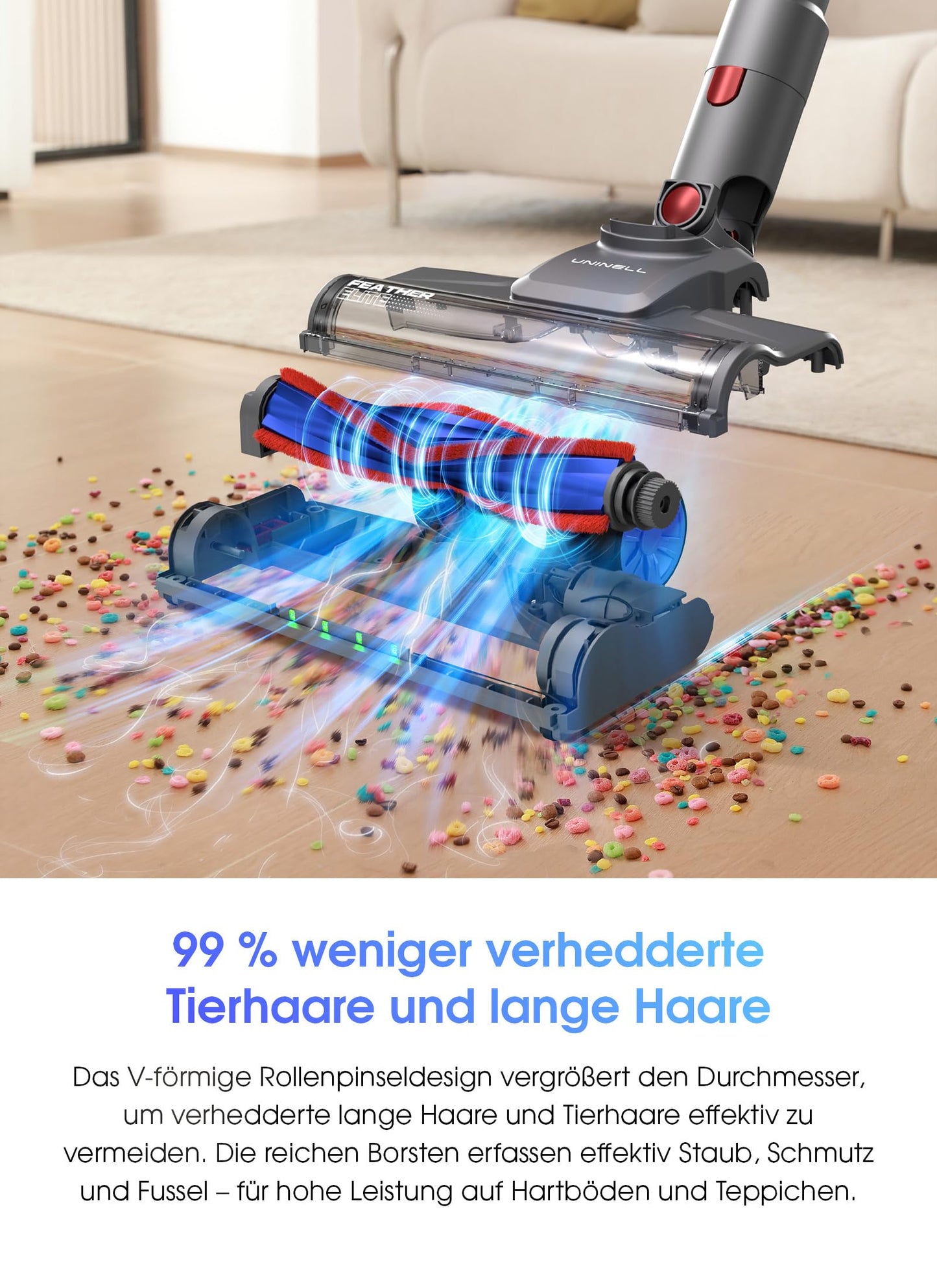 UNINELL Home UV1 Cordless Vacuum Cleaner 45000Pa/450W/60Min, with LED display, Anti-Tangle Brush, and super quiet operation. Ideal for carpet, hard floors, and pet hair.