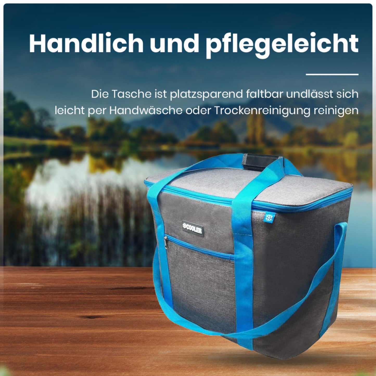 ToCi cooler bag 36 liters insulated bag thermal bag picnic bag for picnic camping vacation hiking BBQ | Dark gray