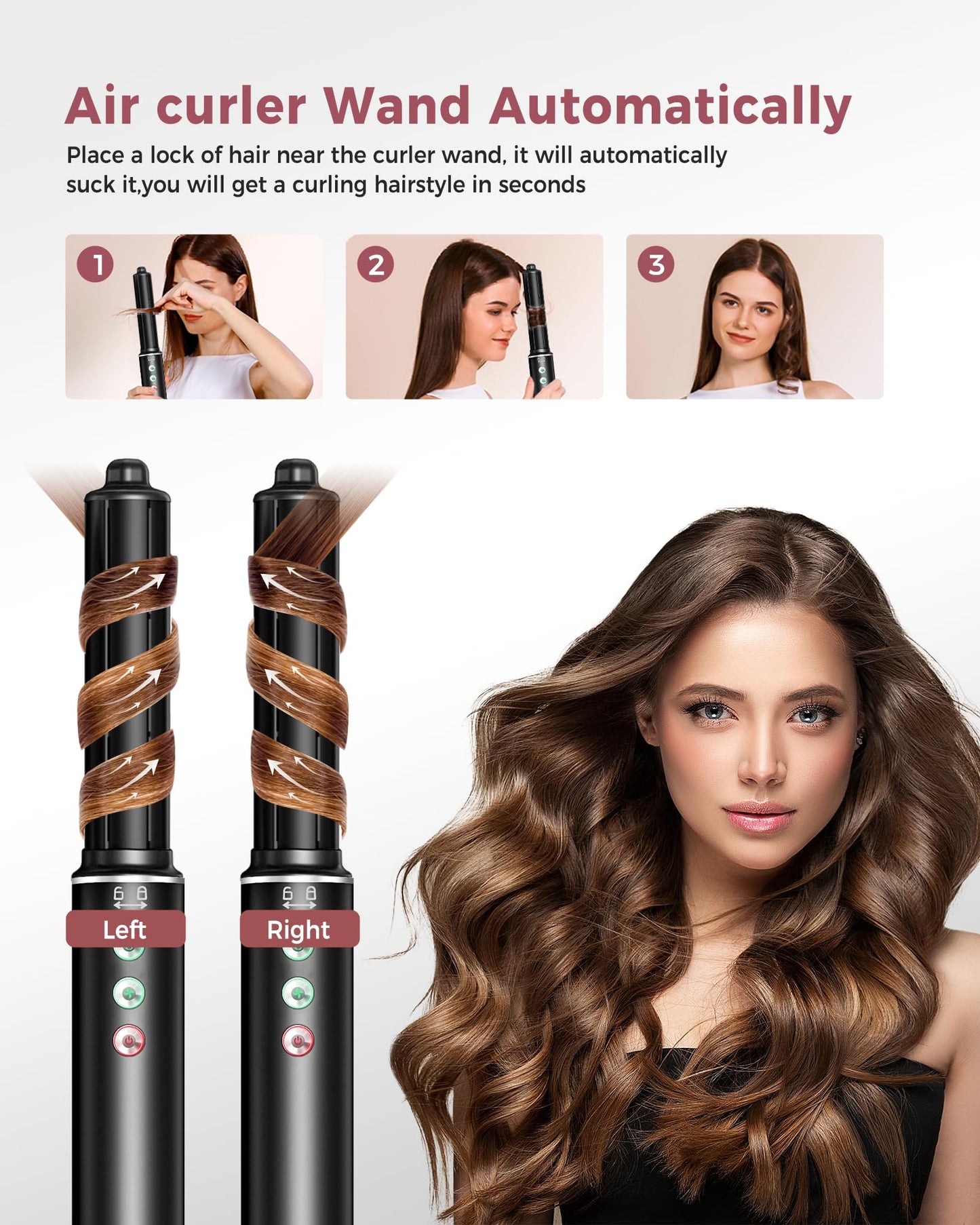 Air Styler 5 in 1, hair styler with 110,000 RPM hair dryer, 20m/s airflow, blow-dry brush, 320 million Ionic Hair Styler Set, auto curling iron, straightening brush, 340g lightweight, quiet, fast-drying.