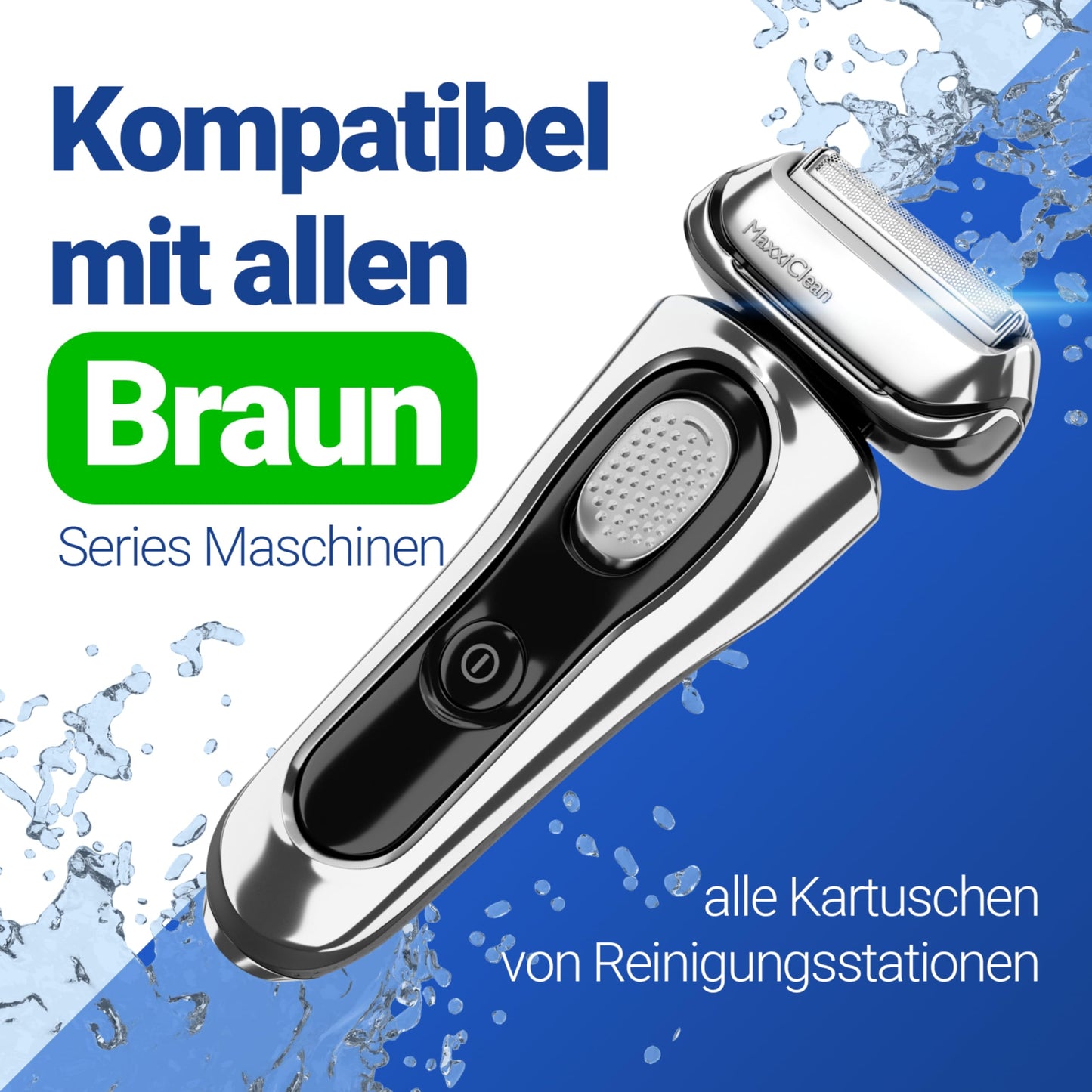 Maxxi Clean | 3x 750 ml Refill Liquid Shaver Head Cleaner for Cleaning Cartridge | Razor Cleaning Liquid compatible with Braun Cleaning Station | Cleaning Spray with Aloe Vera Scent