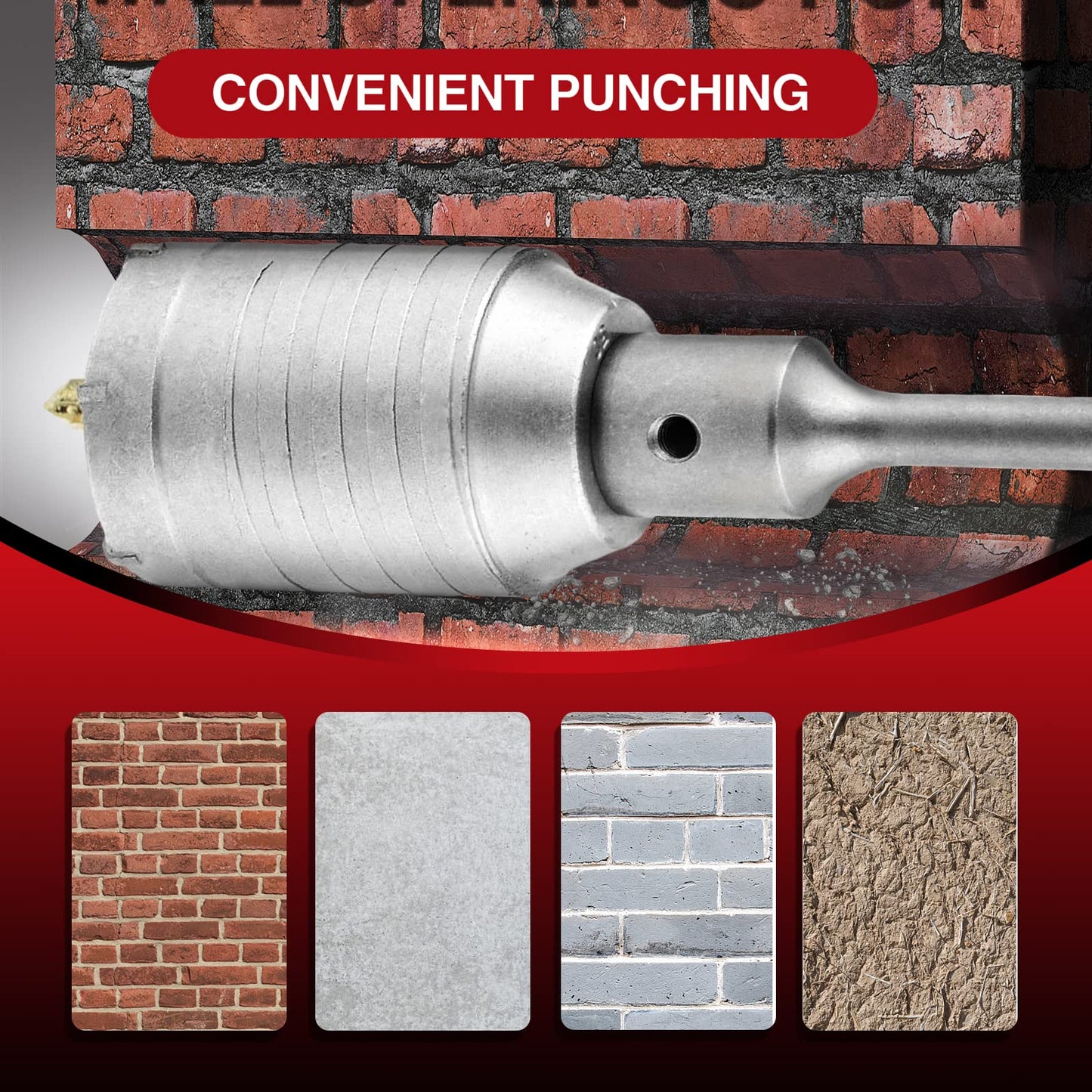 120mm SDS Plus core drill set, M22 thread SDS plus adapter 220mm, and pilot drill 8x110mm. Hole saw drill for masonry natural stones sandstones artificial stones concrete marble (120mm).