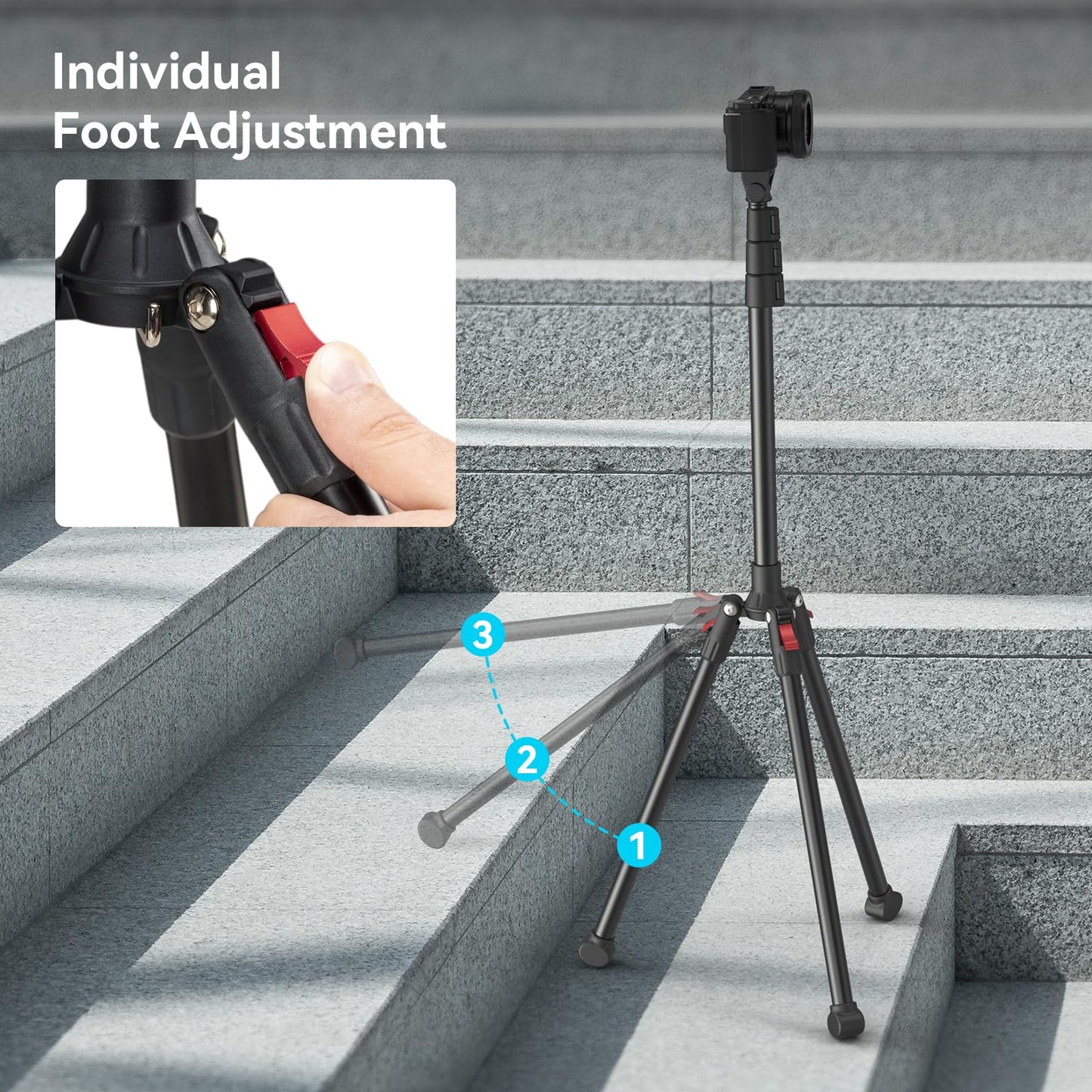 SMALLRIG Phone Tripod with Remote Control, 67-inch Camera Tripod, portable, reversible, universal tripod light stand, for photography, vlogging, selfies, and live streaming, Encore PT-30-4363