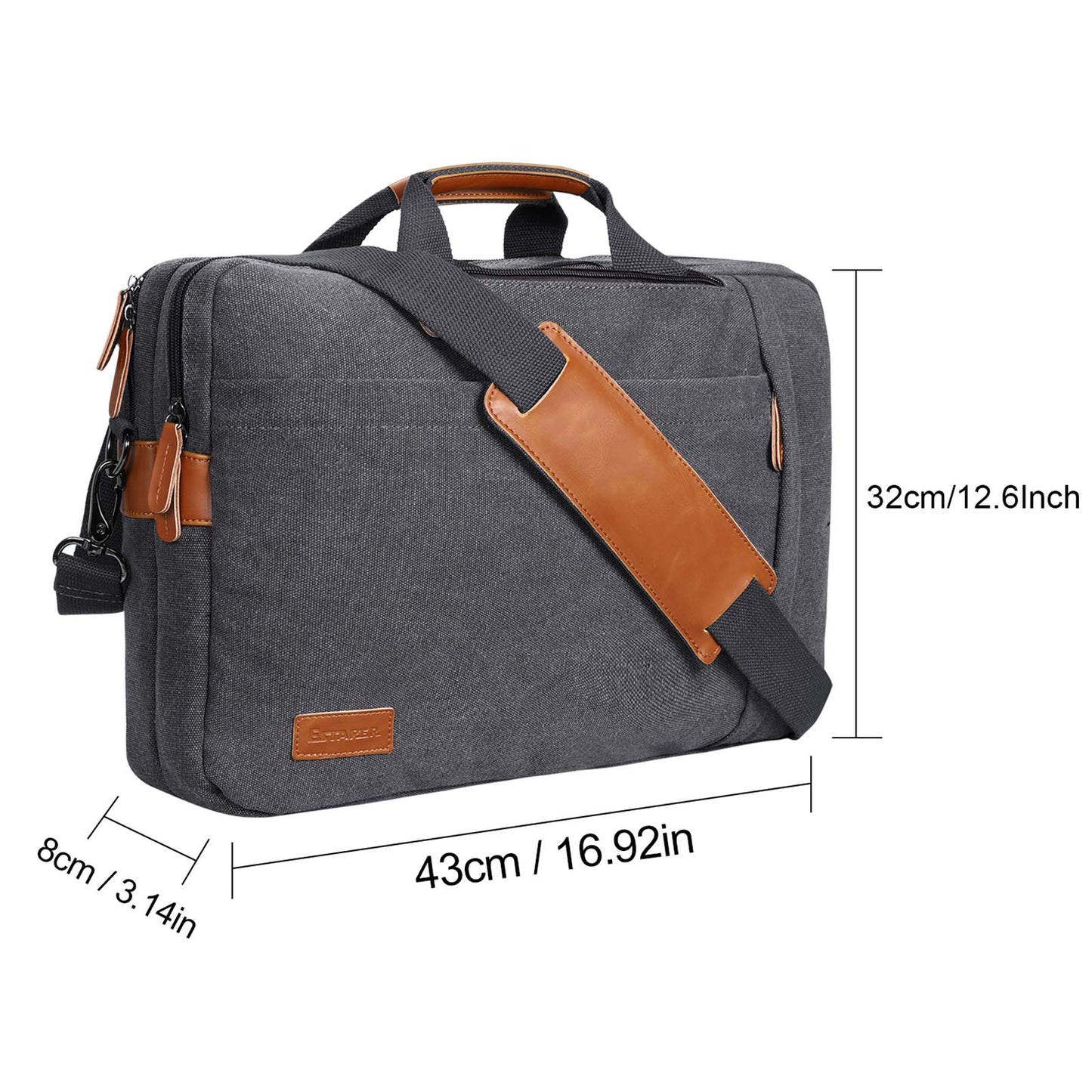 ESTARER convertible backpack laptop bag messenger bag 17/17.3 inch multifunctional bag for business/school/travel.