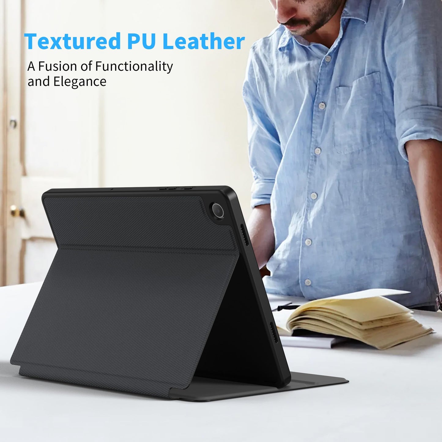 EasyAcc case book cover for Samsung Galaxy Tab A9 Plus/A9+ 11 inch 2023 with S Pen holder, slim folio stand tablet case, multi-angle viewing, black