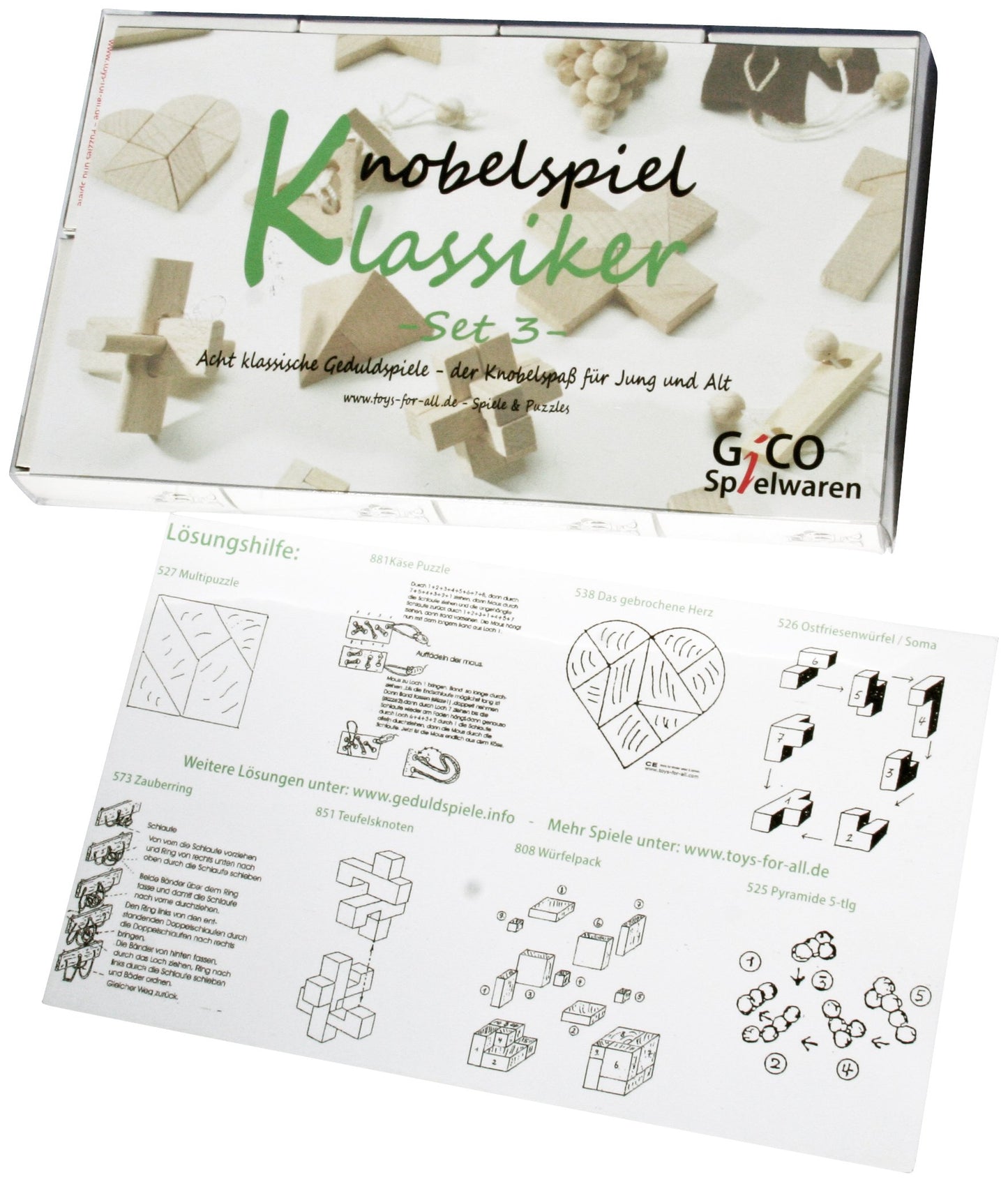 Puzzle game classic sets - 8 skill games in gift packaging - incl. solution (Set 3)