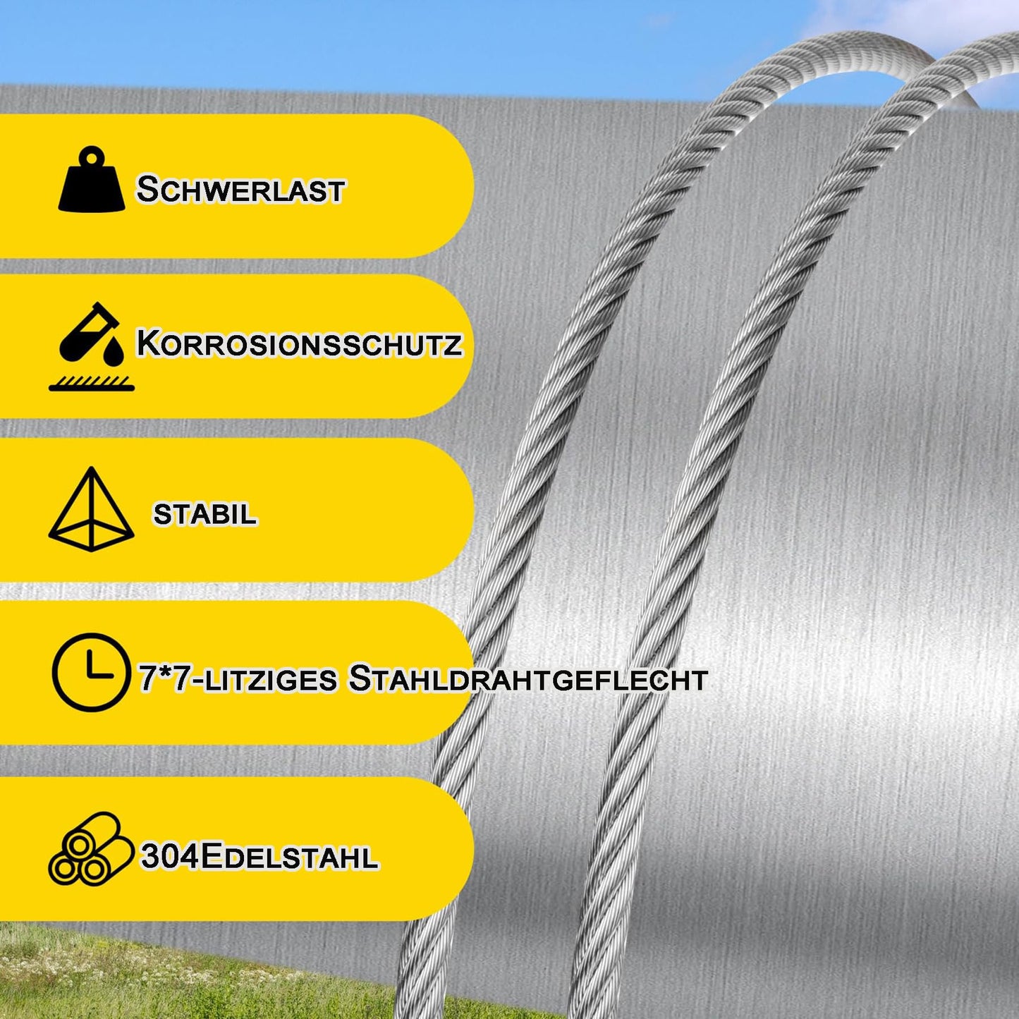 Eachan's steel wire, stainless steel cable 2mm 50m wire tensioner coated with 10 wire rope clamps, 304 stainless steel curtain cord clothesline for climbing plants, hanging lights pendant light.