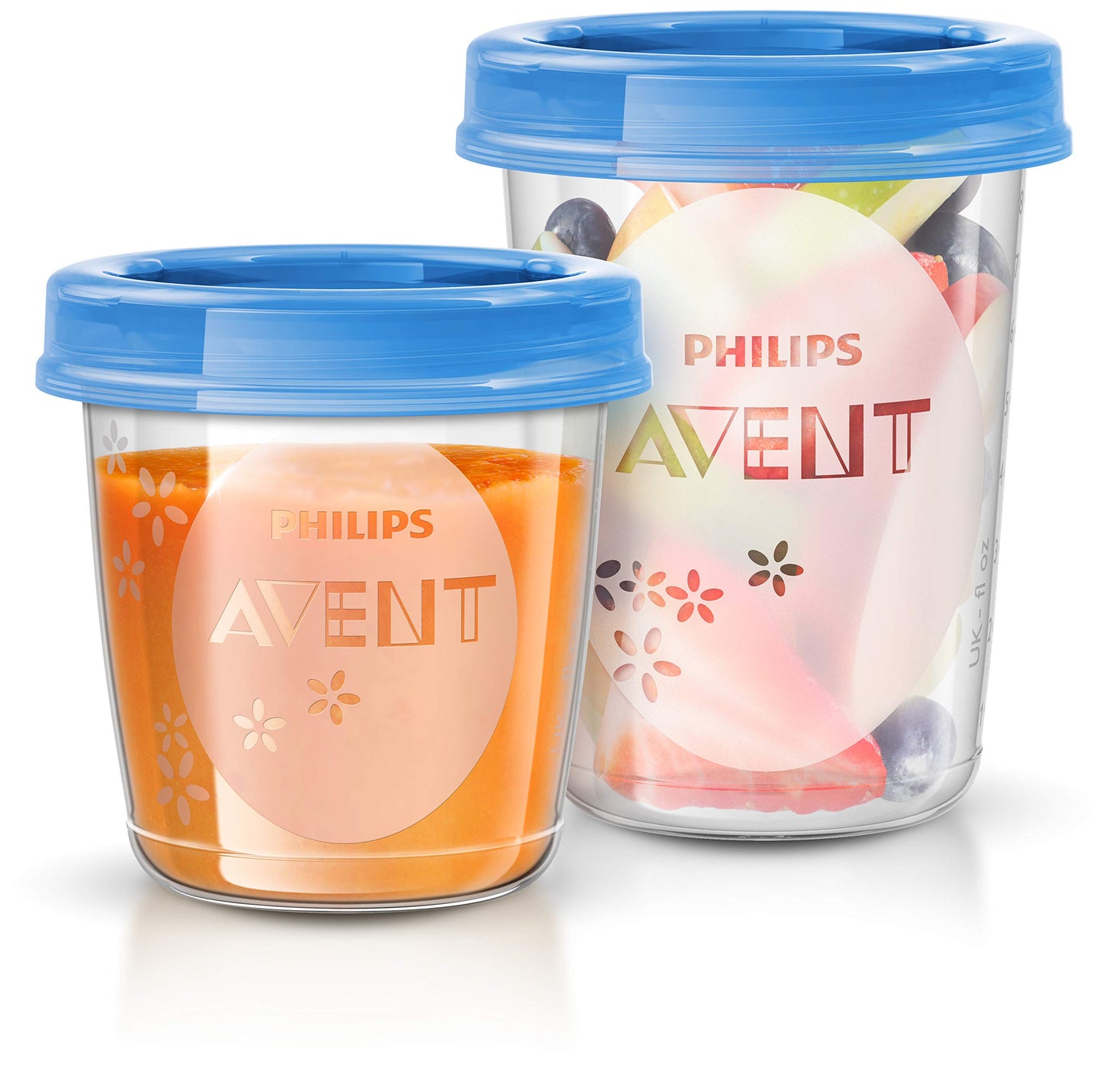 Philips Avent 4-in-1 Baby Food Maker SCF883/01 comes with a 20-pack storage containers for baby food and spoons.