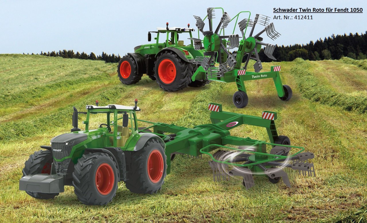 JAMARA 405035 - Fendt 1050 Vario 1:16 2.4GHz - RC tractor, engine sound (can be turned off), reverse warning sound, horn, shut-off function, 2-wheel drive, rubber tires, bright LEDs in front, turn signals, demo function.