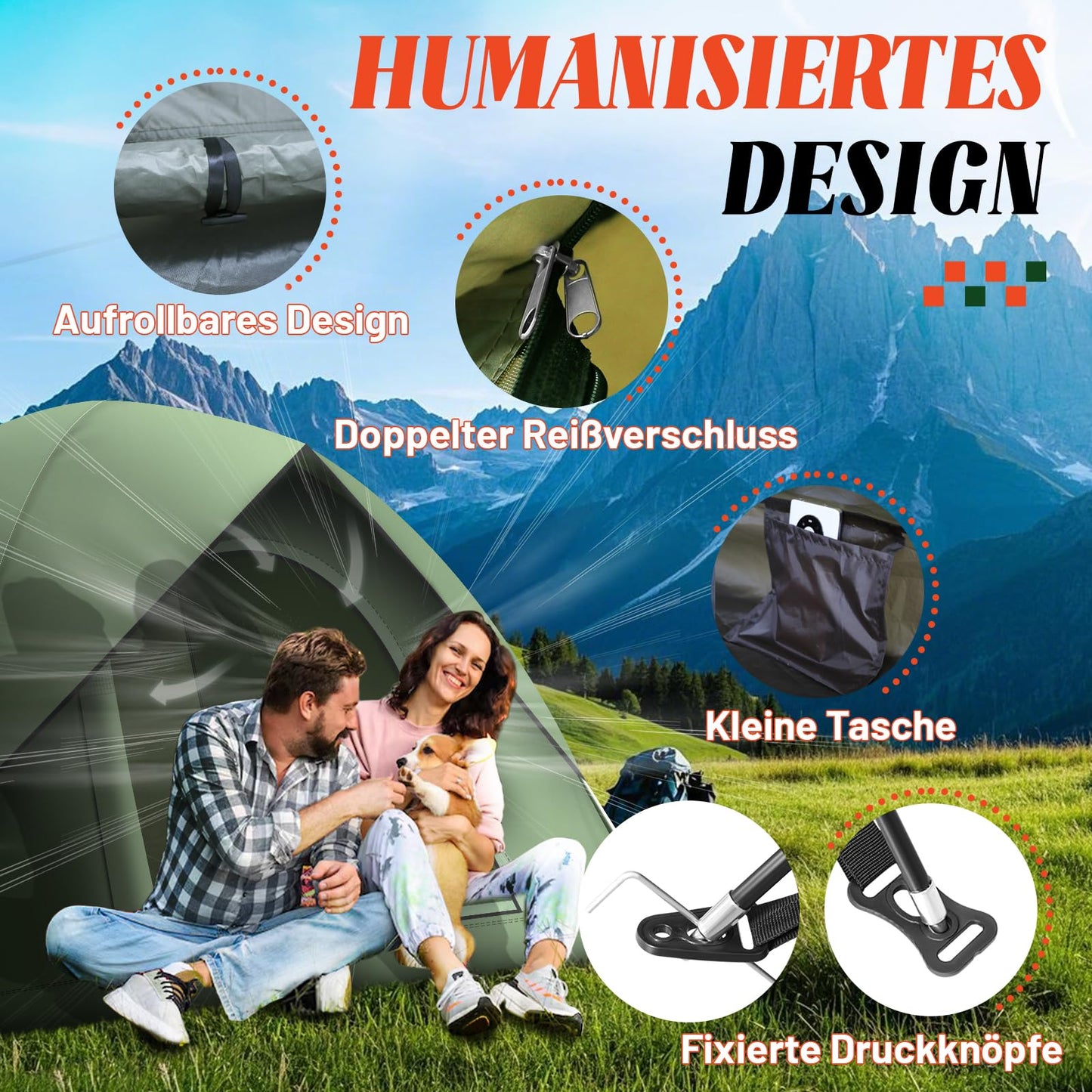 Tent 2-3 Person Camping Tent, Ultralight Dome Tent Waterproof & Windproof 3-4 Season, Small Pack Size, Suitable for Trekking, Camping, Outdoor