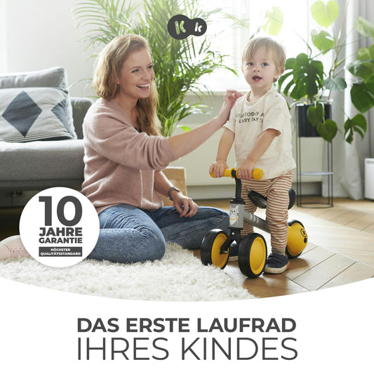 Children's balance bike CUTIE, learning bike, metal construction, modern design, safe construction, for children aged 1 year and up, pink color.