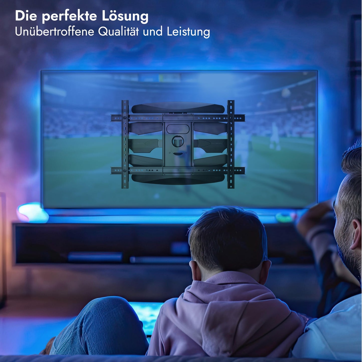Invision TV wall mount for 37-75 inch screens, swivel tilt and extend TV bracket for flat and curved TVs, max weight 50kg, VESA 200x100mm to 600x400mm (DXL-DE-IA)