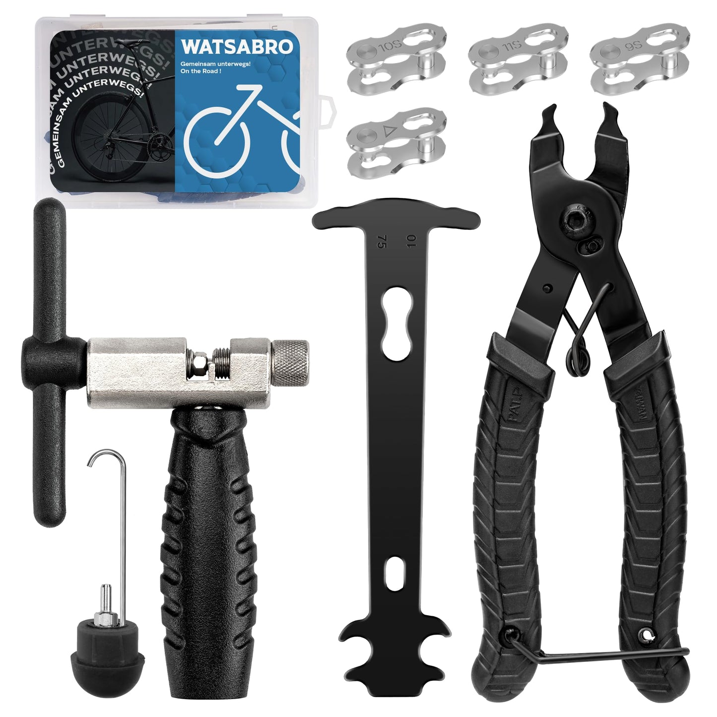 WATSABRO Chain Breaker Bike Pro, Bike Chain Rivet and Chain Link Pliers, Bike Chain Tool, Chain Tool Bike Set, Bike Chain Repair Set 3.0 for 6-12 speed bike chain tool.