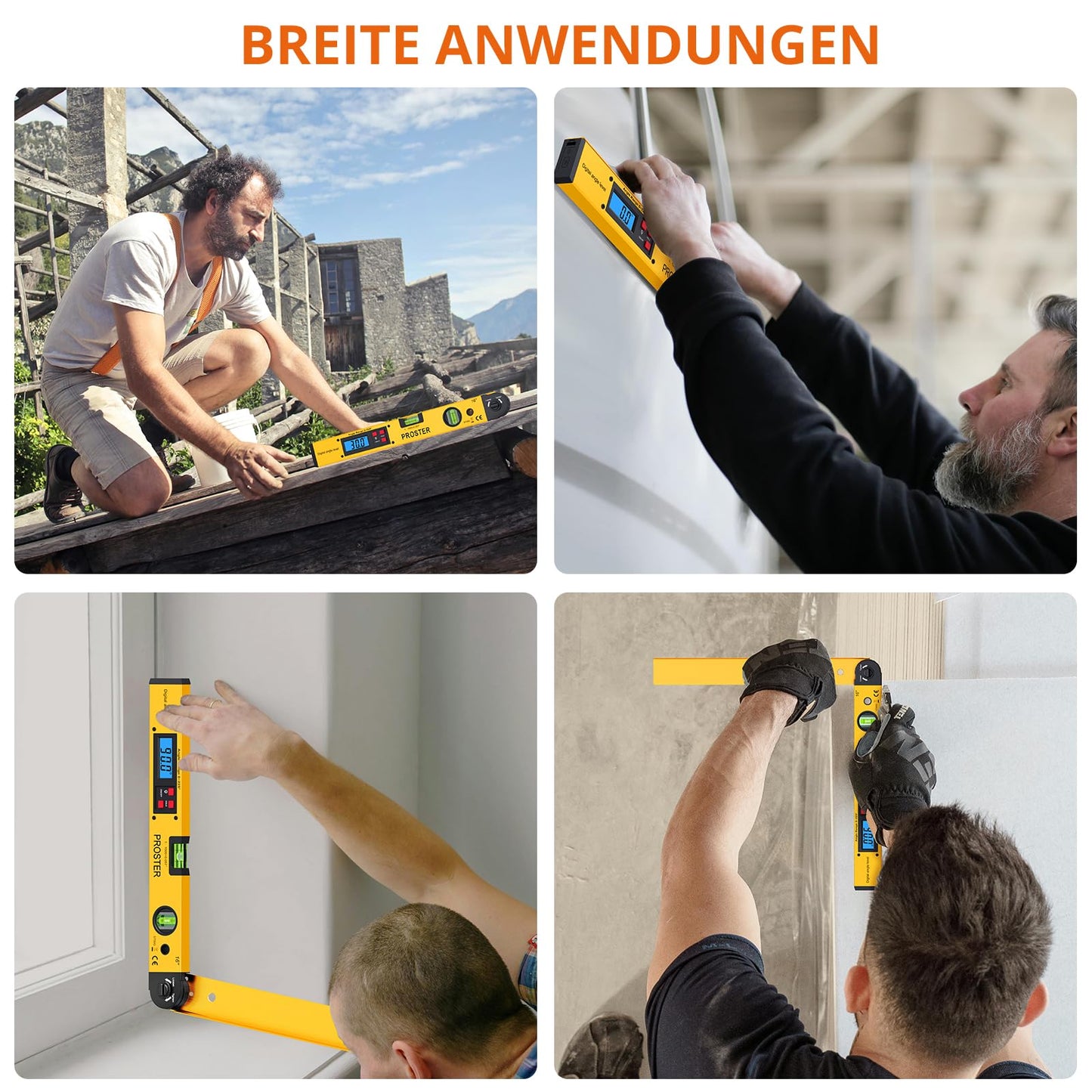 Angle Finder 0-225° Digital Angle Gauge 400mm/16 Inch Angle Ruler with Battery and LCD Backlight Horizontal & Vertical Spirit Level Angle Measurement Detector for Construction Technology