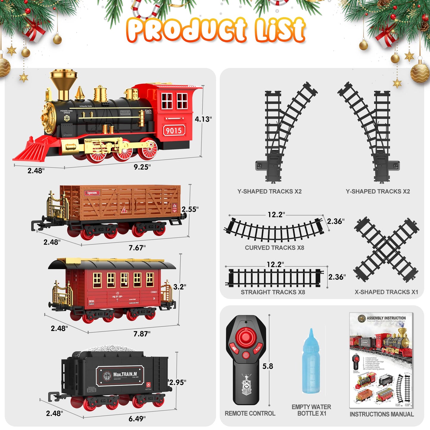 Hot Bee Electric Remote Control Kids Train, Electric Christmas Tree Train, Steam Christmas Tree Train, Christmas Train for the Tree with Remote Control Train Toy Set