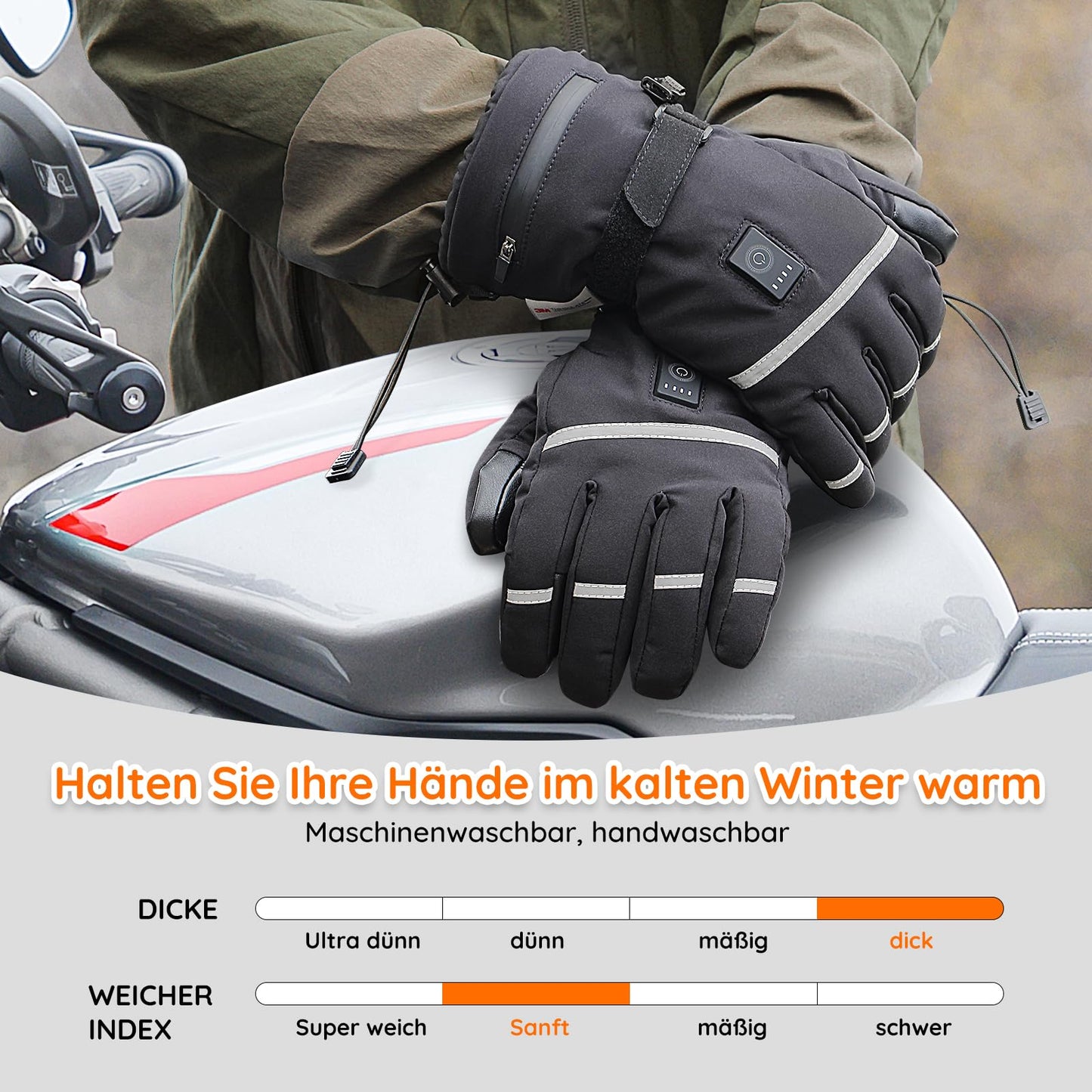Mia & Coco Heated Gloves for Men Women, 3-Level Heated Ski Gloves with 7.4V 5400mAh Type-C Batteries, 6 Hours Runtime, for Climbing, Hiking, Biking, Camping
