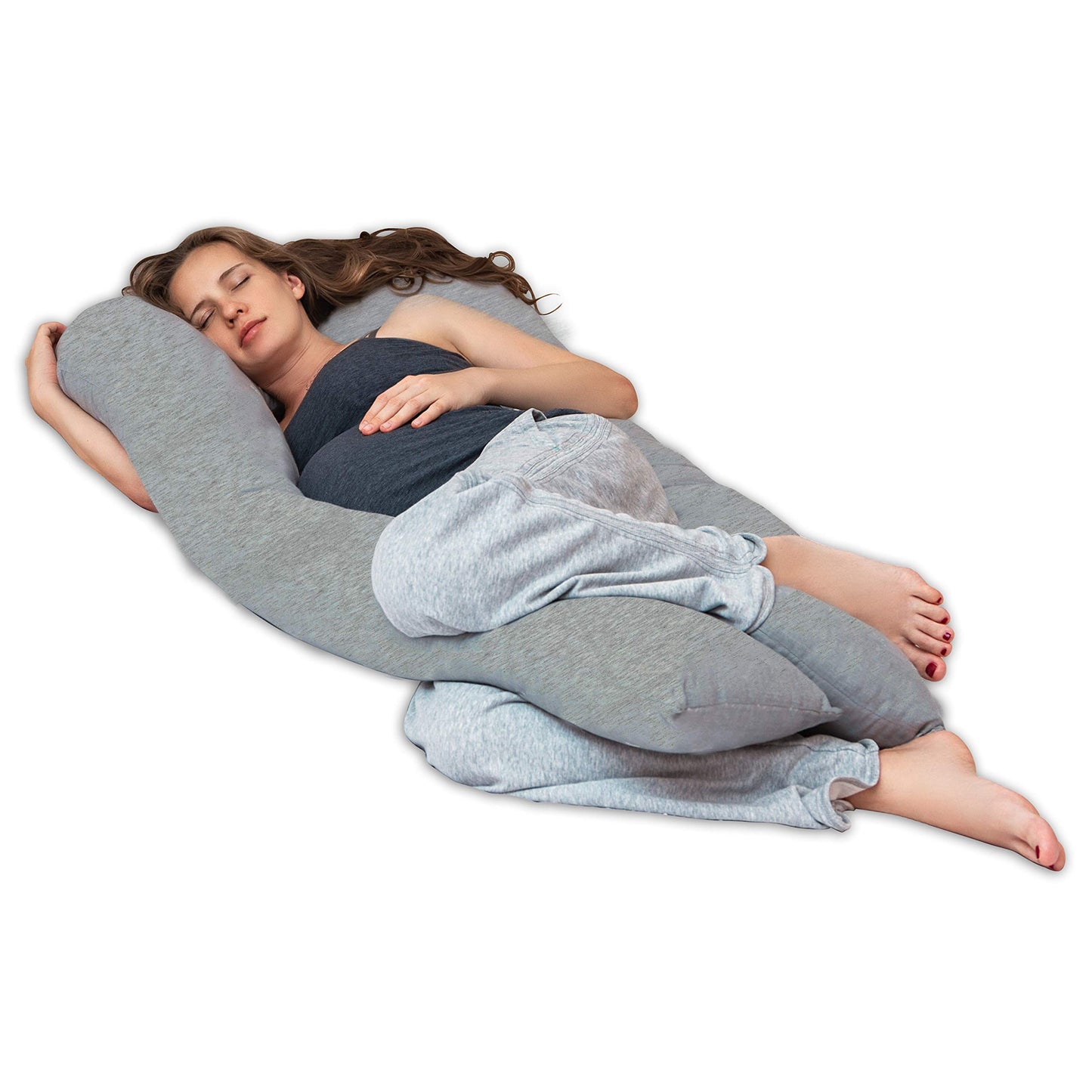 Lilly and Ben® side sleeper pillow with jersey cotton cover I Oeko-TEX® pregnancy pillow with firm filling I support pillow in 3 sizes I ergonomic body pillow